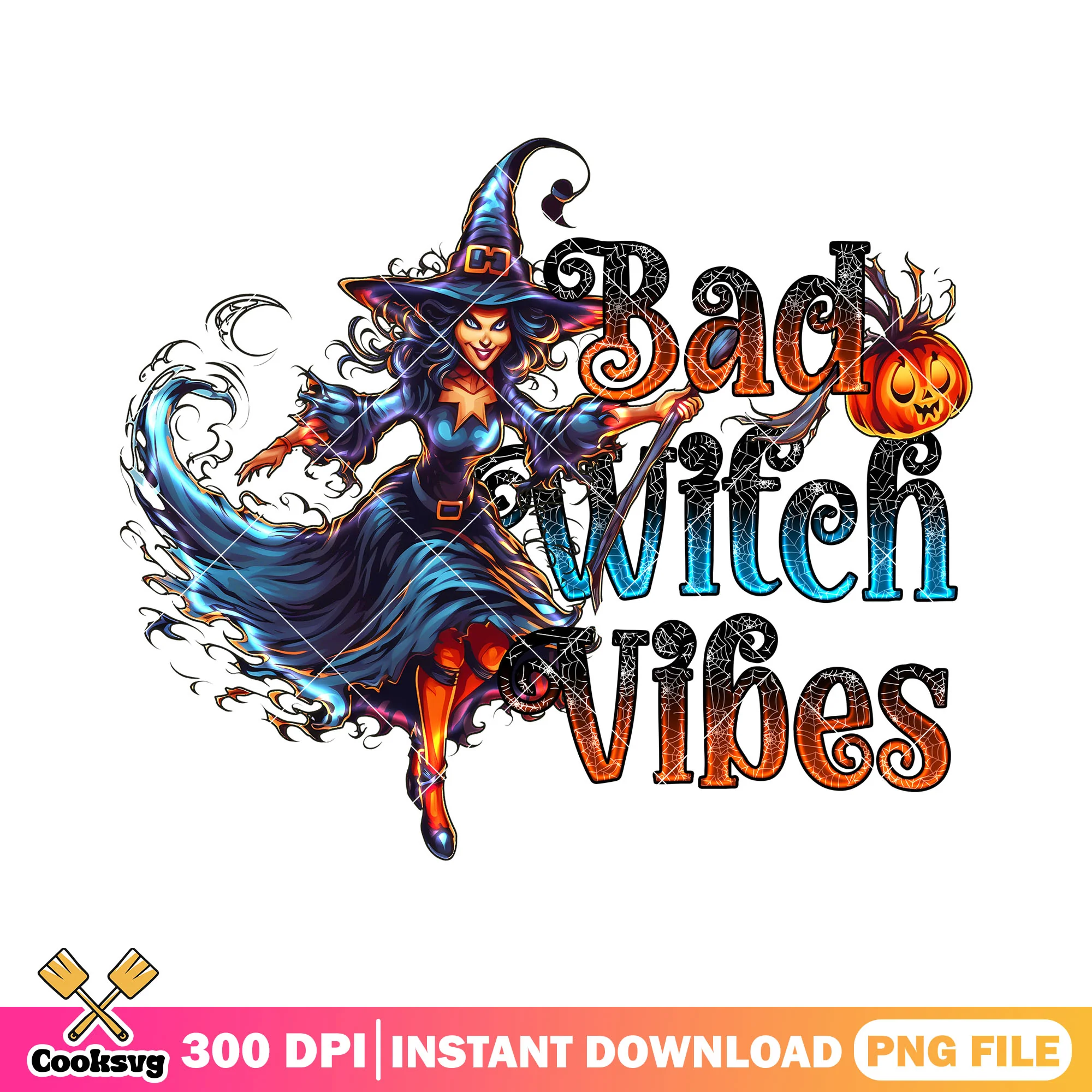 Bad witch vibes design png, halloween witch png, happy halloween png