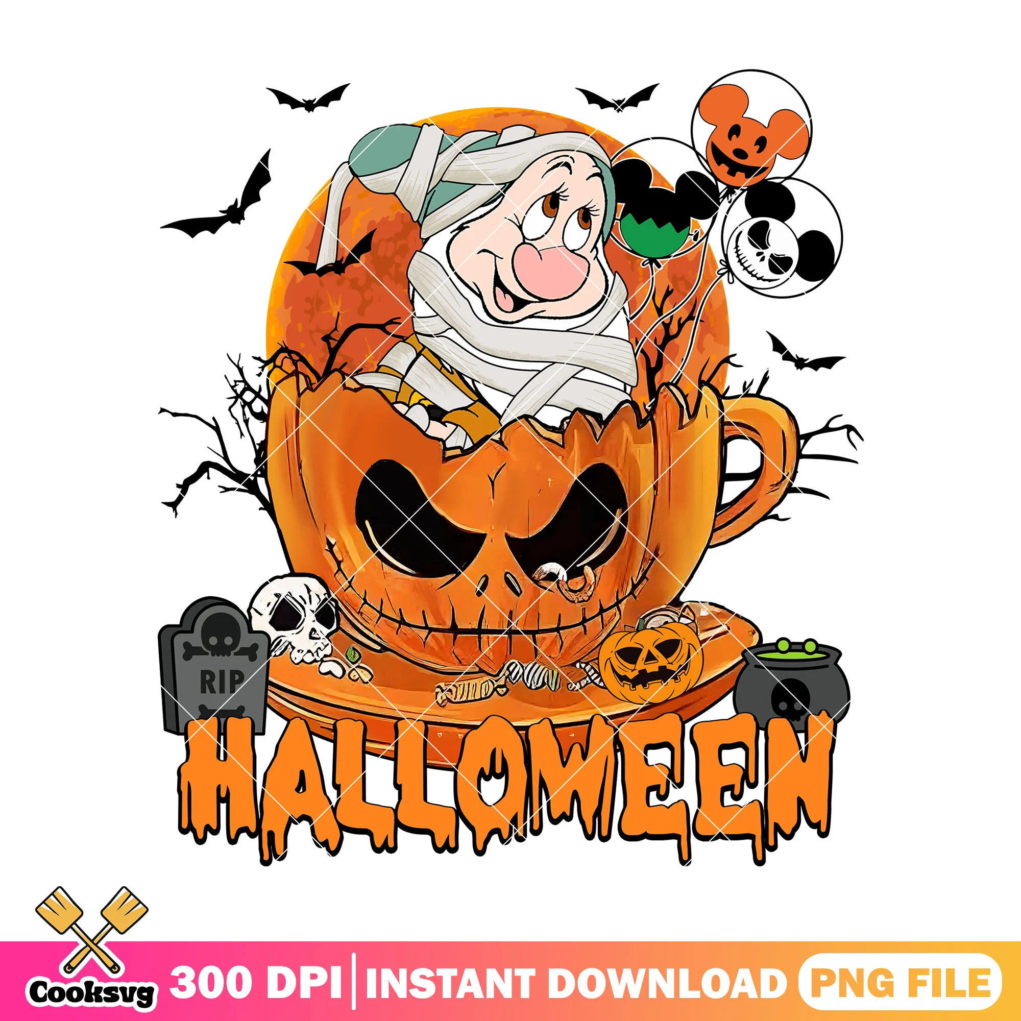 Bashful with pumpkin horror png, halloween disney png, cute bashful png