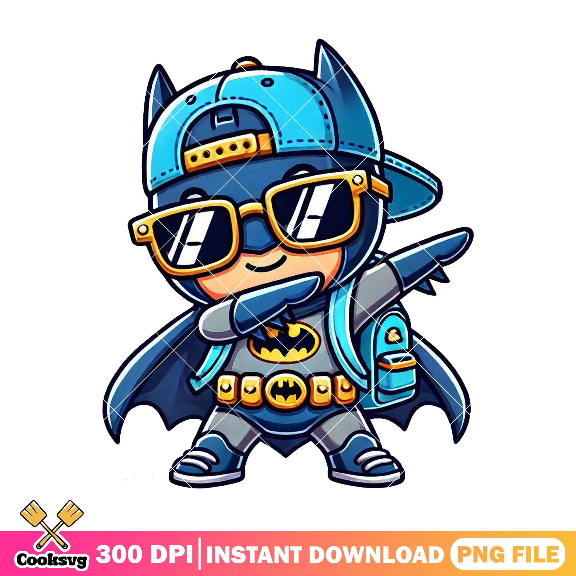 Batman chibi sunglasses png, dc batman png, going back to school png