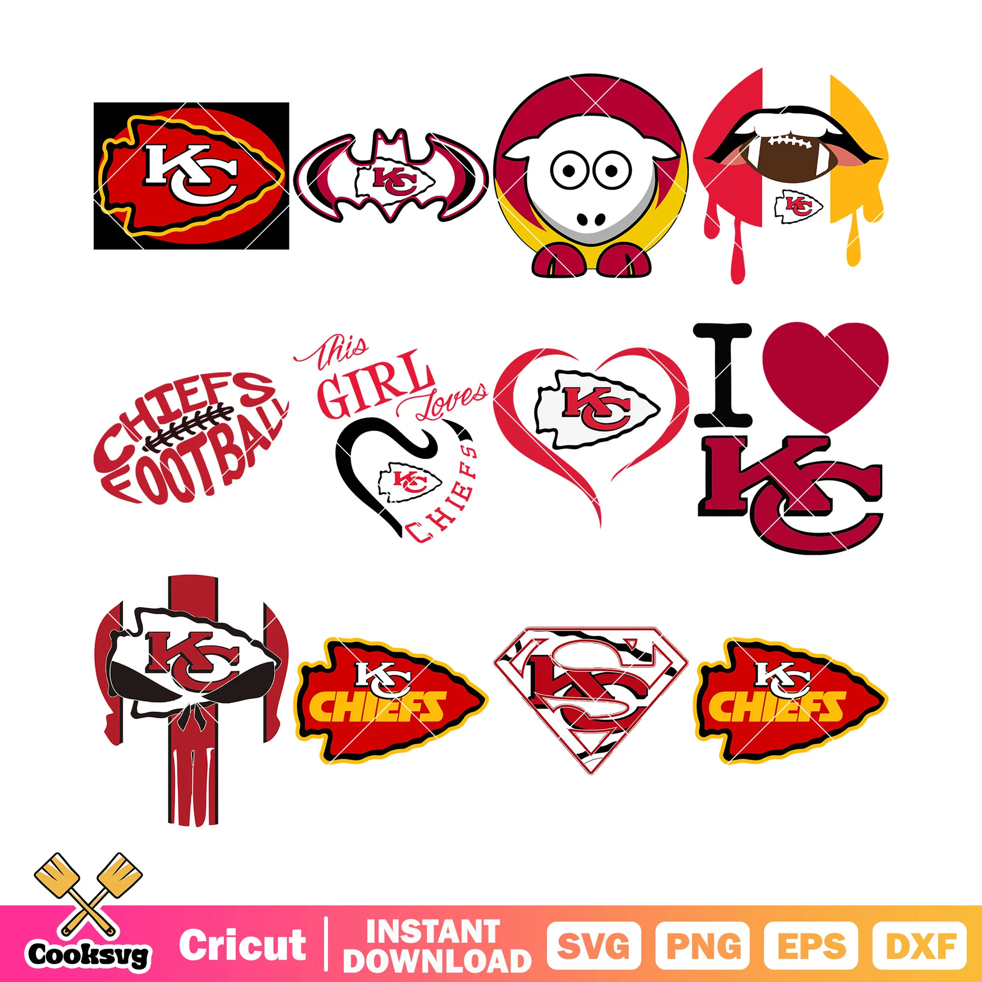 Batman kansas chief bundle svg, kansas city chief svg, rugby ball svg