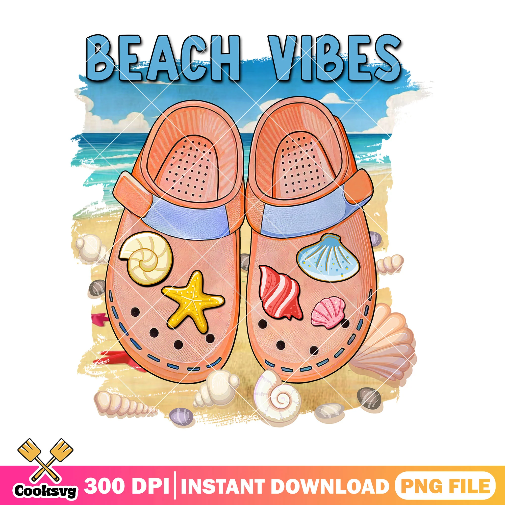 Beach sandal summer png file, beach vibes png, summer ocean png