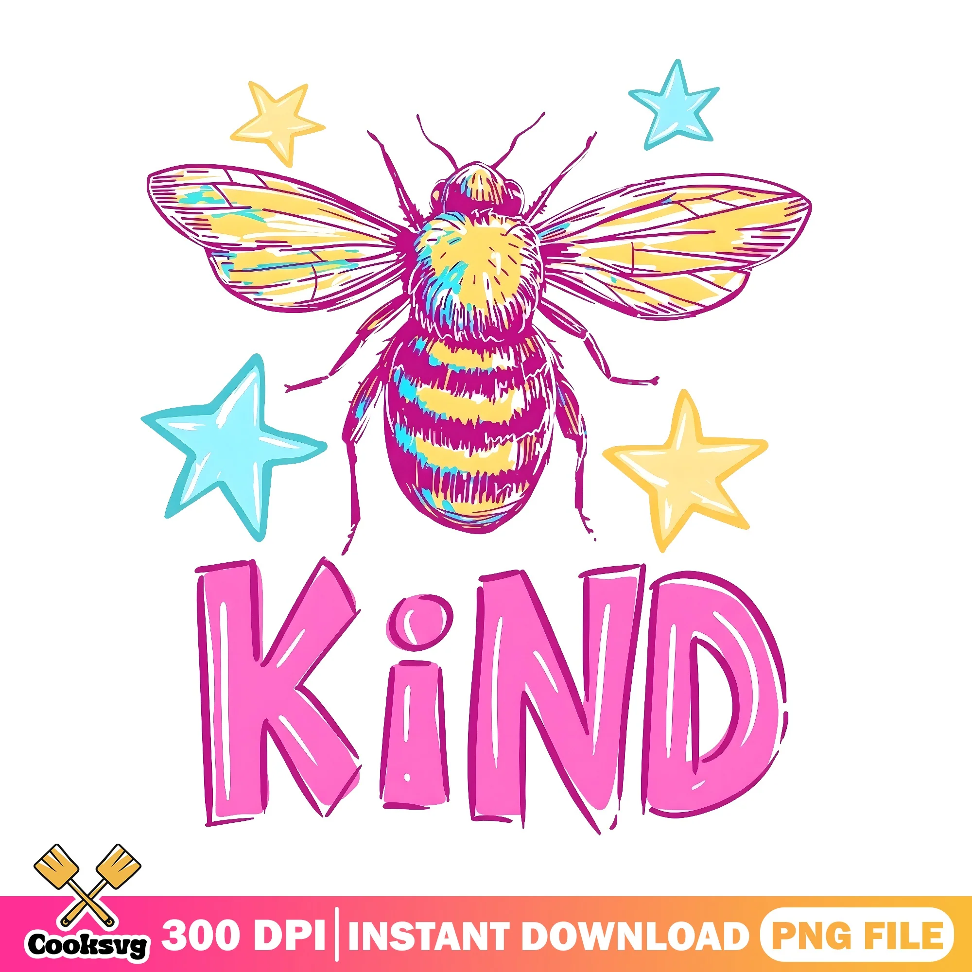 Bee Kind PNG, Be Kind Kindness Quote PNG, Bumblebee Stars PNG
