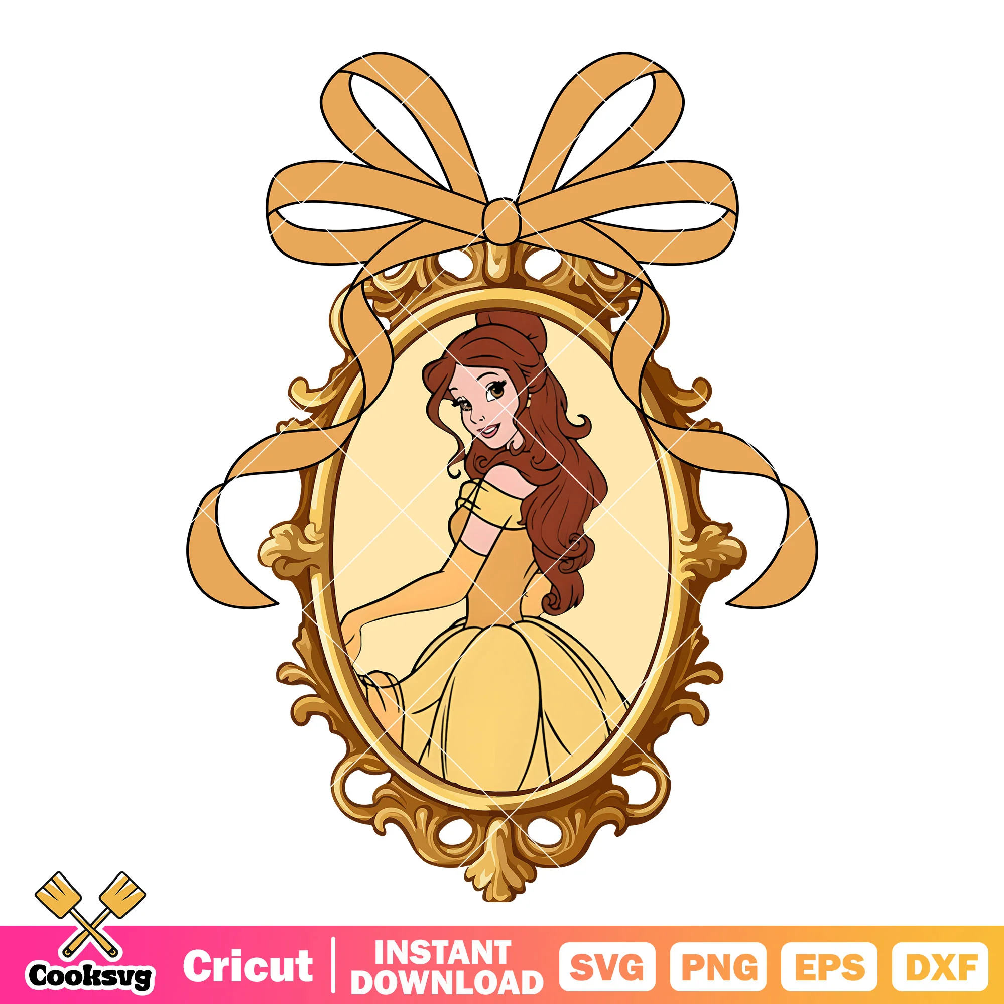 Belle princess and mirror bow tie png, belle princess png