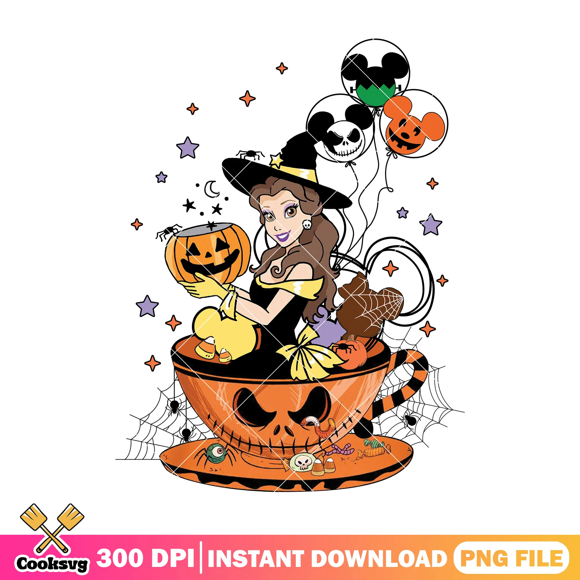 Belle the pumpkin witch png, belle disney png, scary princess png