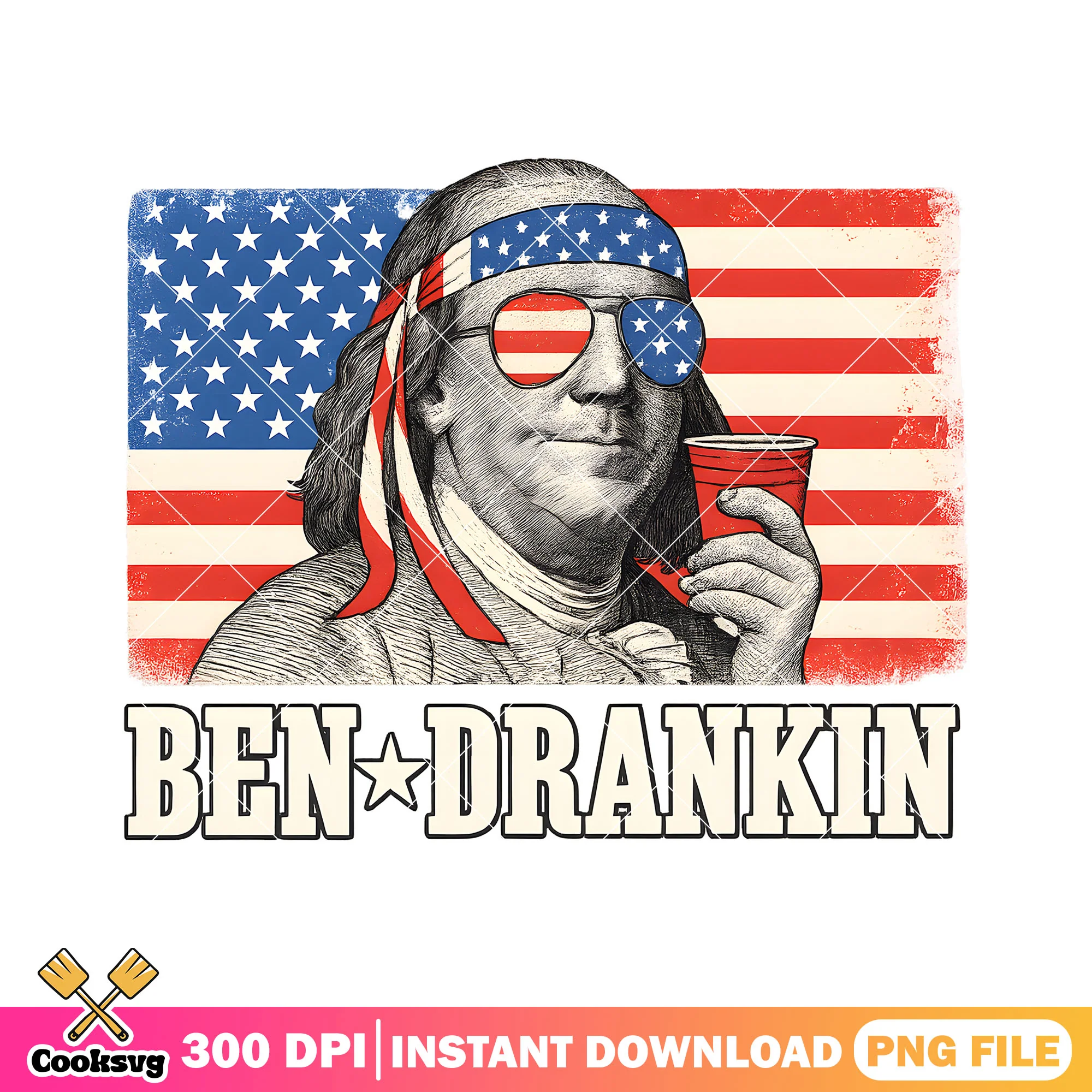 Ben drankin washington png, American Flag Png, Retro 4th of July png