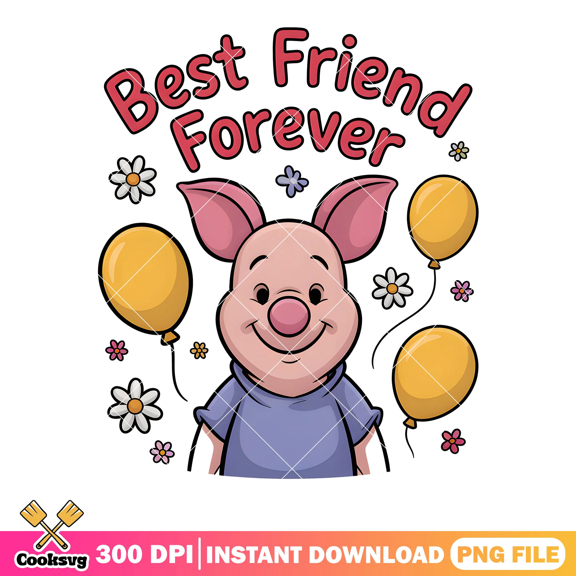 Best friends forever piglet png, disney sticker png, disney tigger png
