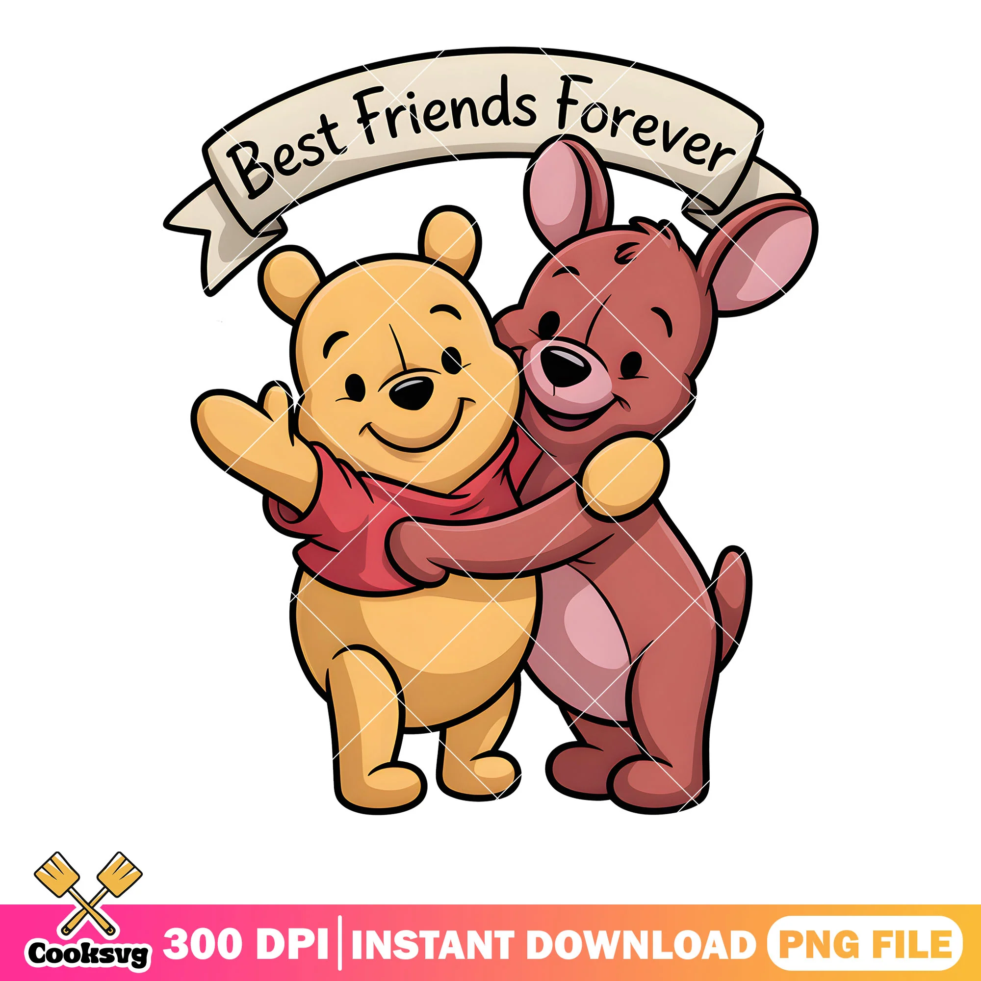 Best friends forever png, winnie the pooh png, pooh bear png