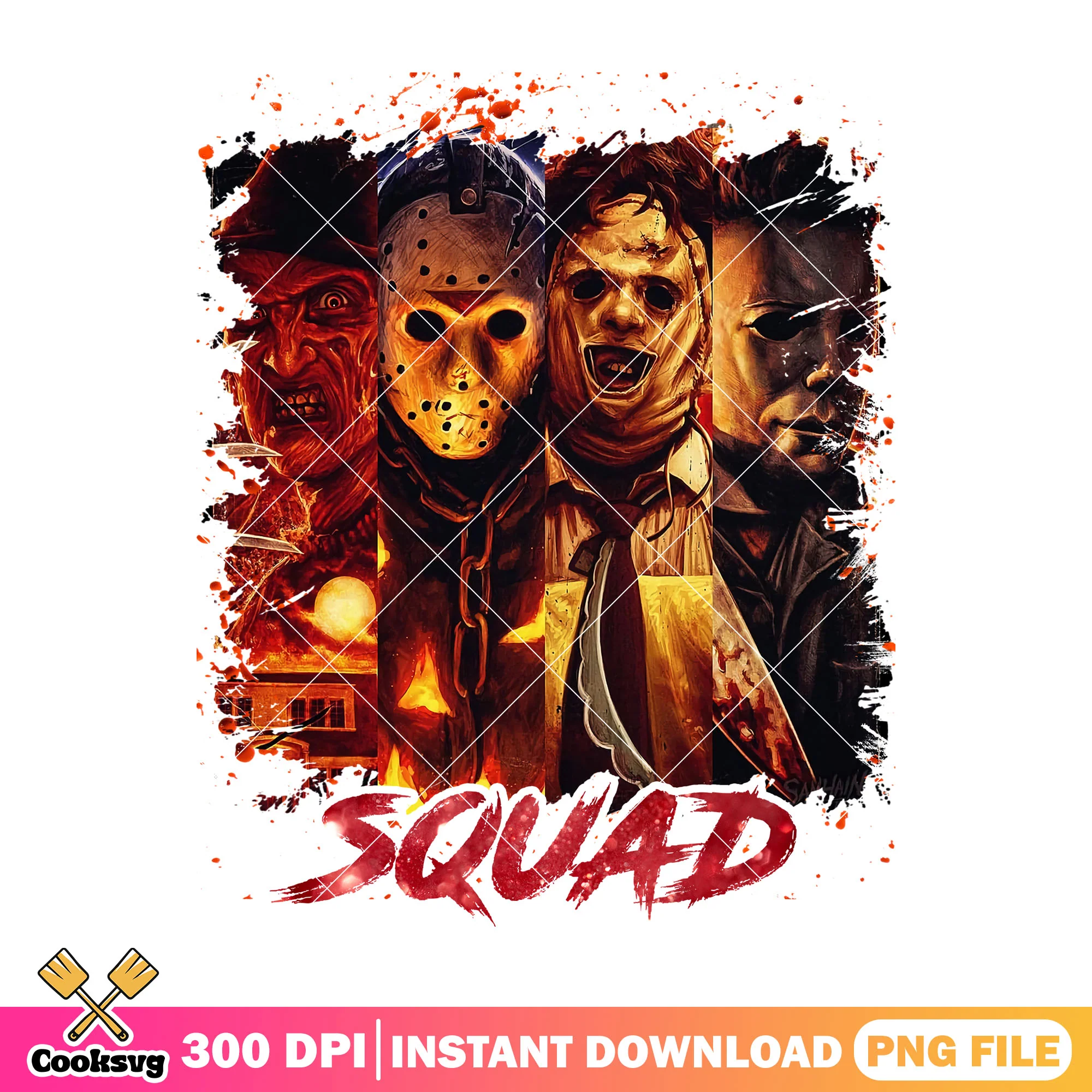 Best horror movie squad design png, halloween horror movies png