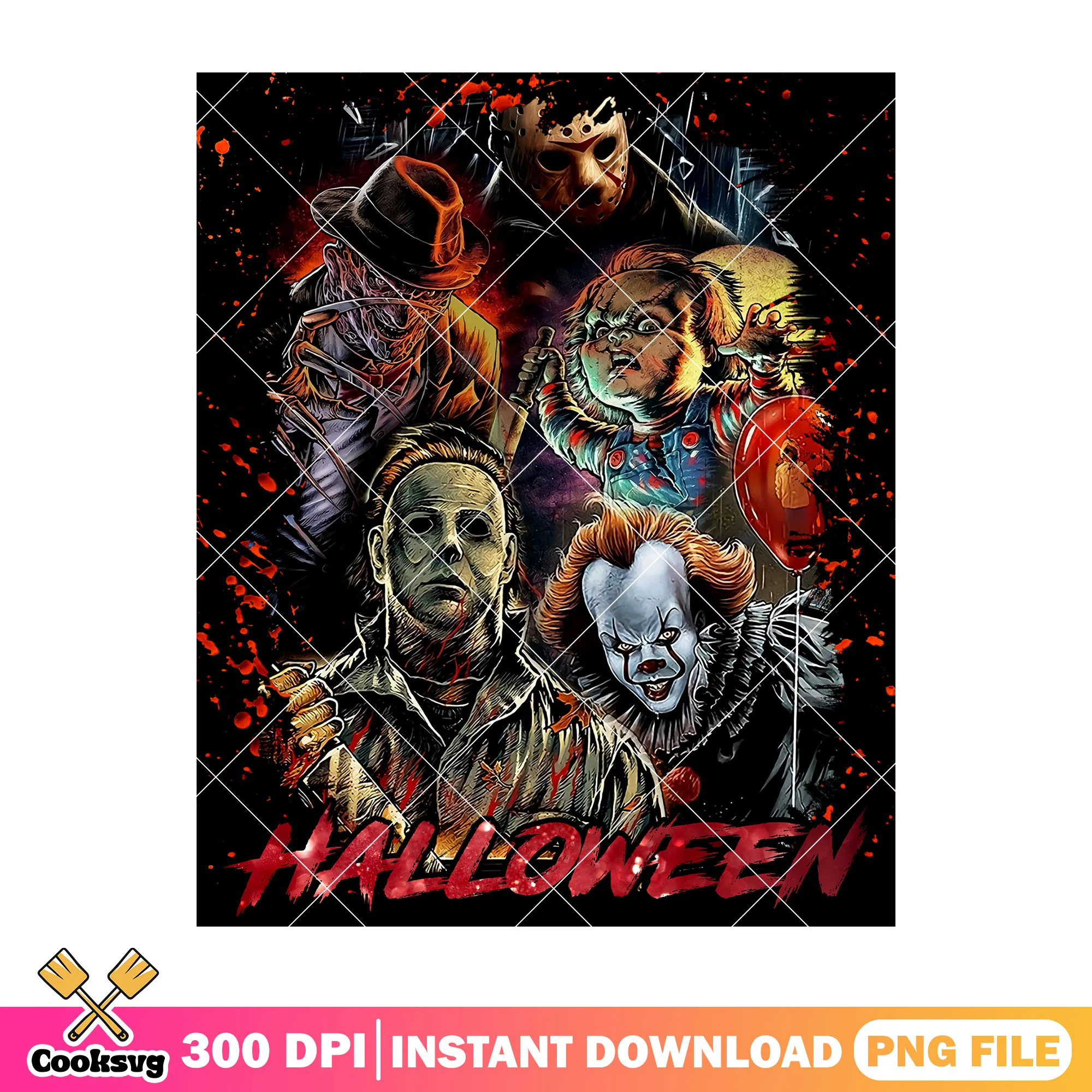 Best movie halloween design png, horror movie killers png