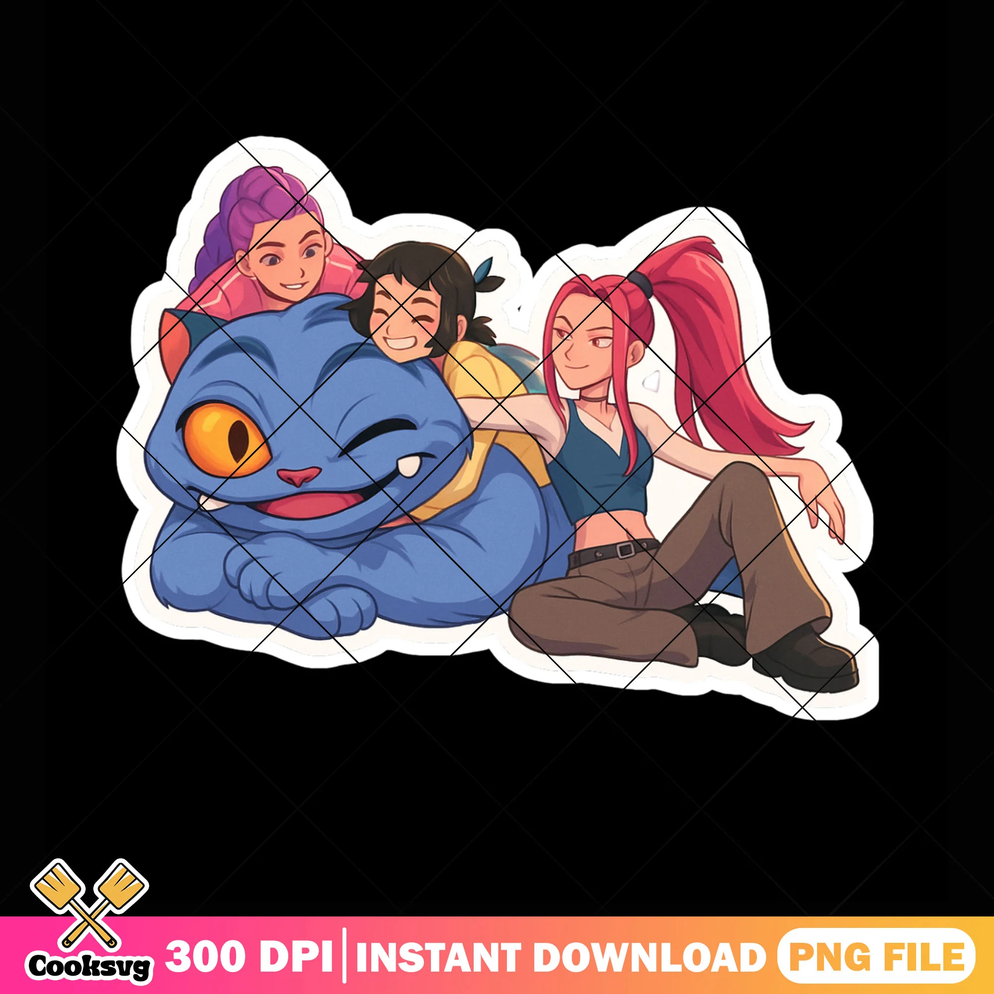 Big tiger derpy huntrix png sticker, huntrix member png, derpy kpop png
