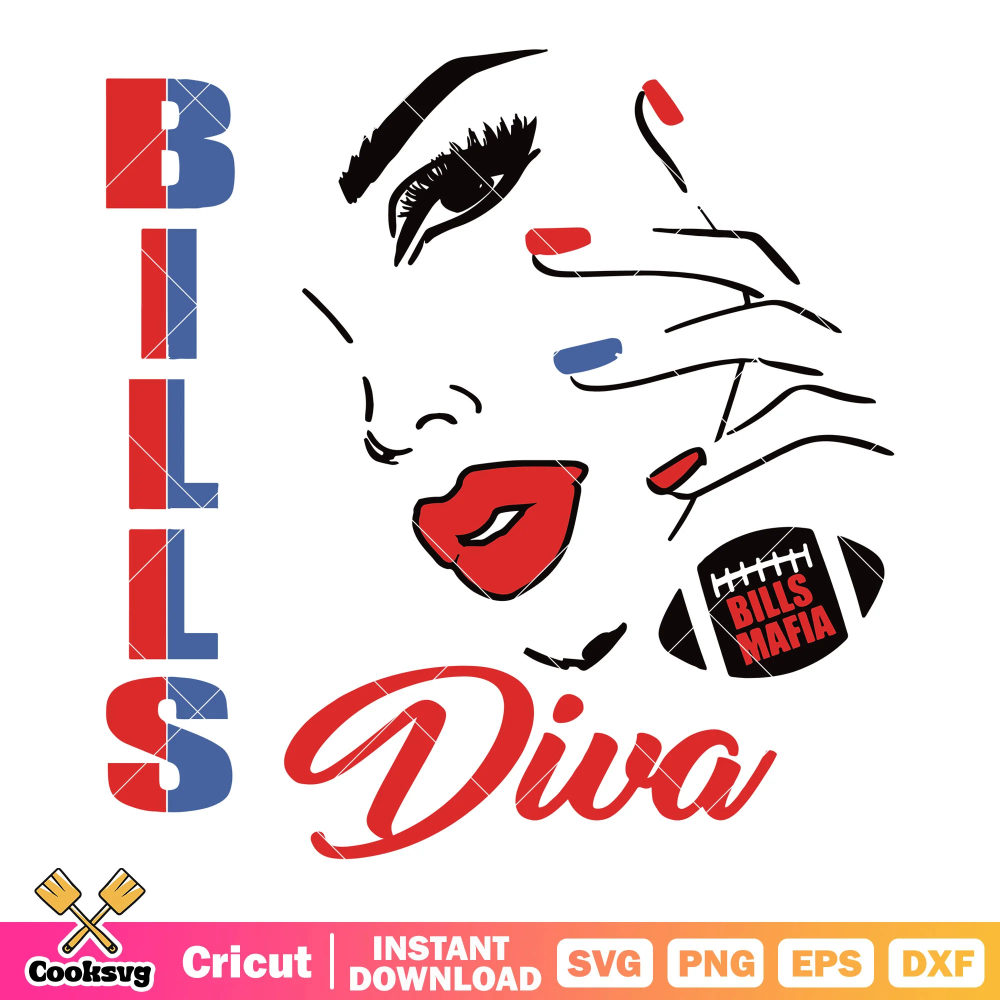 Bills diva svg, national football leauge svg, buffalo bills svg