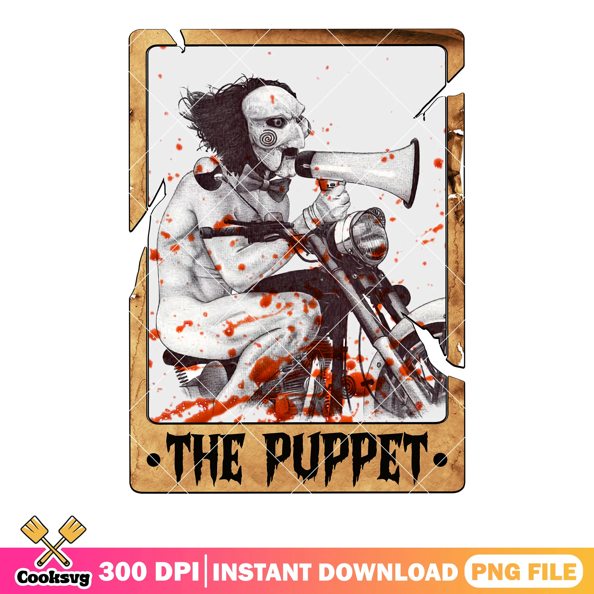 Billy the puppet the trumpet png, scary halloween png, the saw movie png