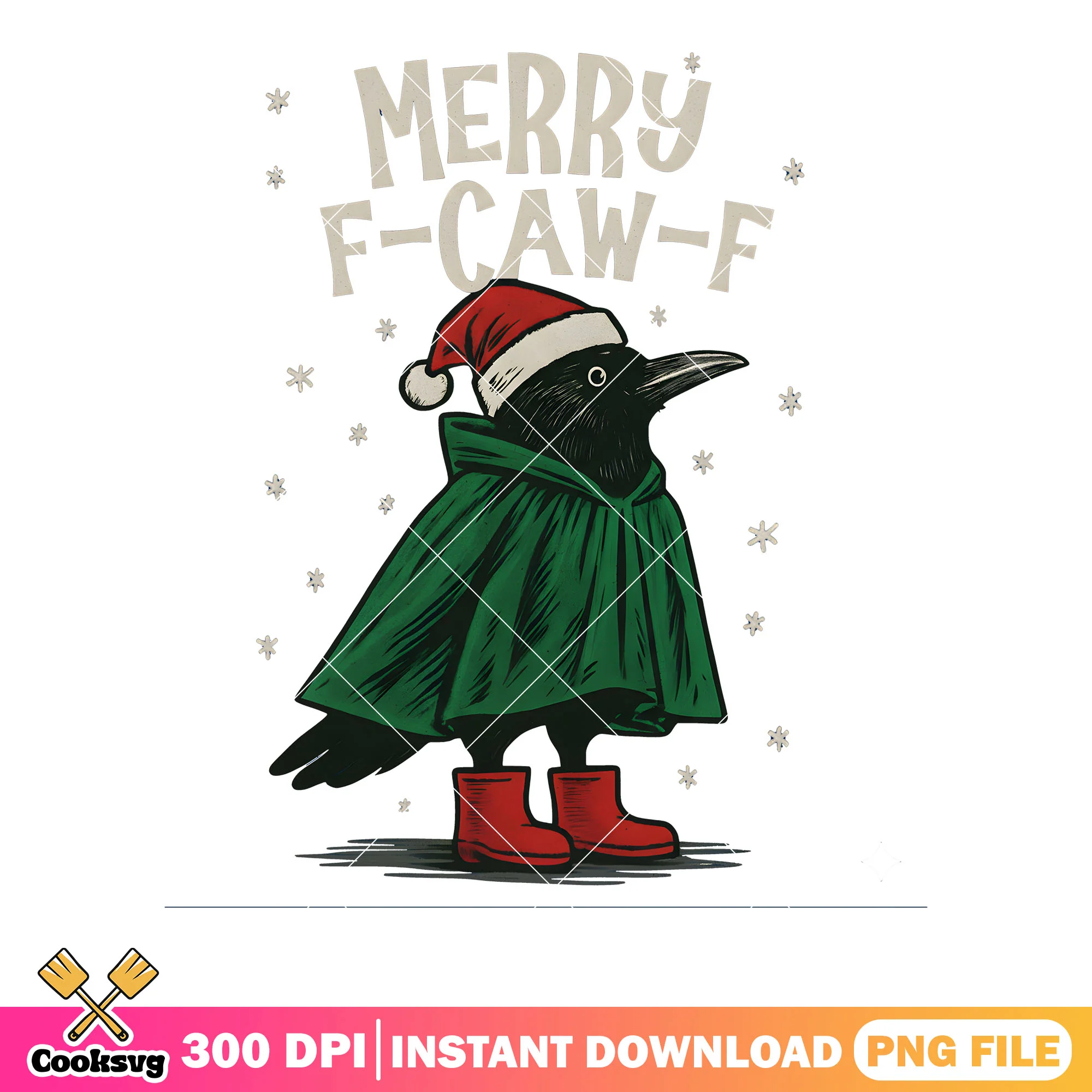 Black bird with a green claok png, santa claus hat png, red shoes png