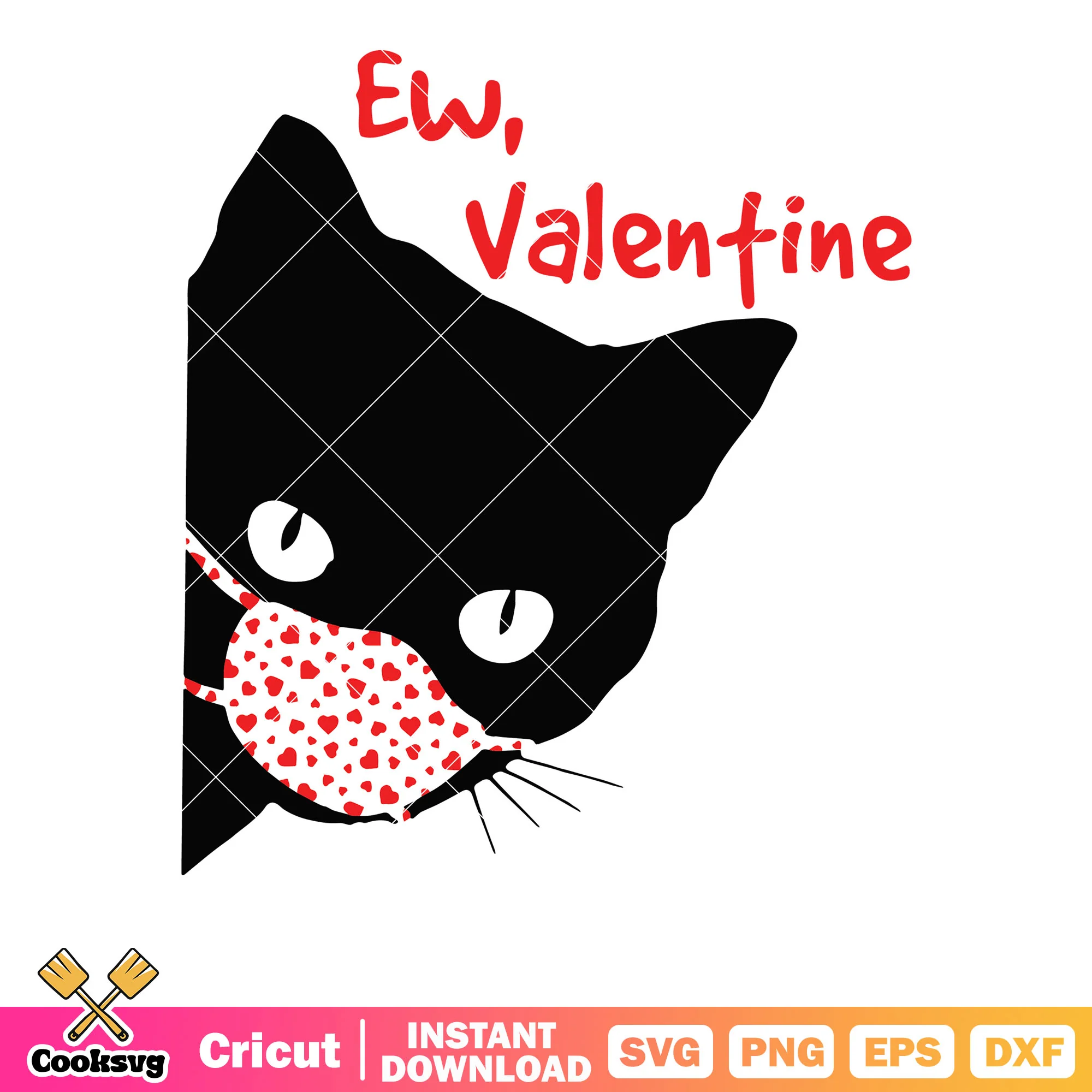 Black cat ew valentine svg, cat valentine svg, black cat svg