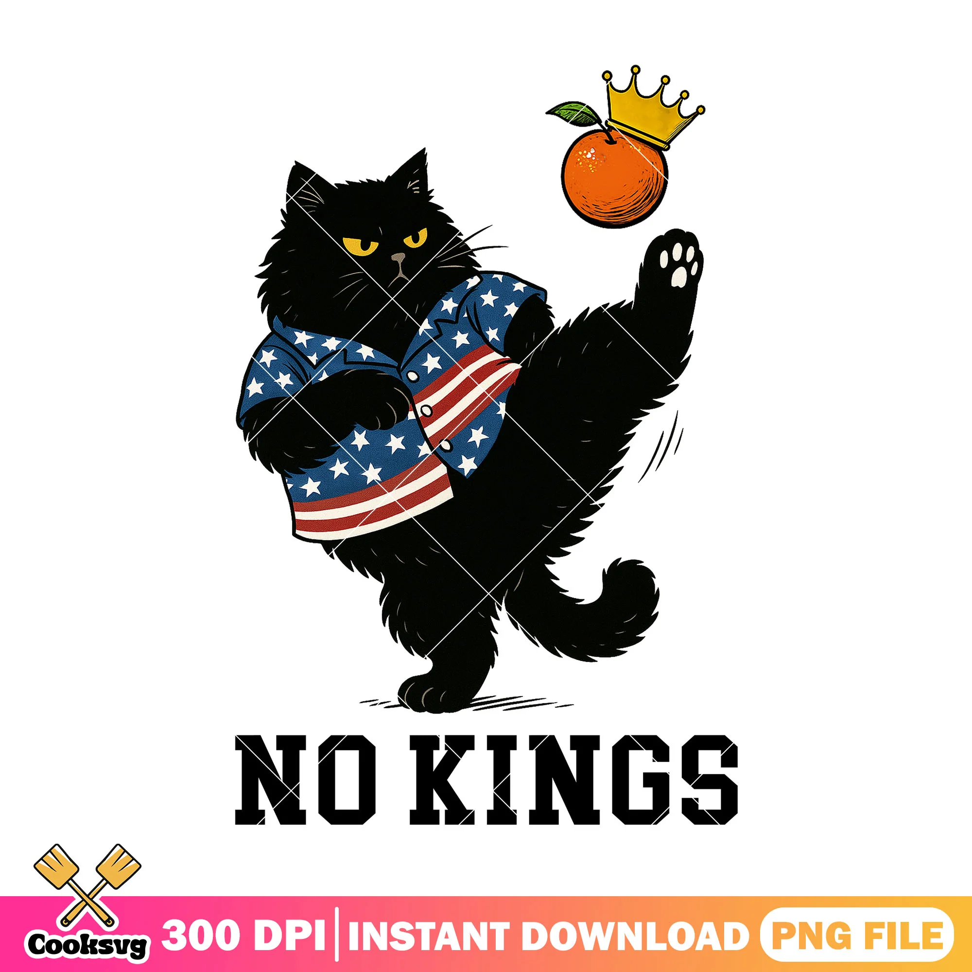 Black cat no kings america png, america no kings png, no kings act png