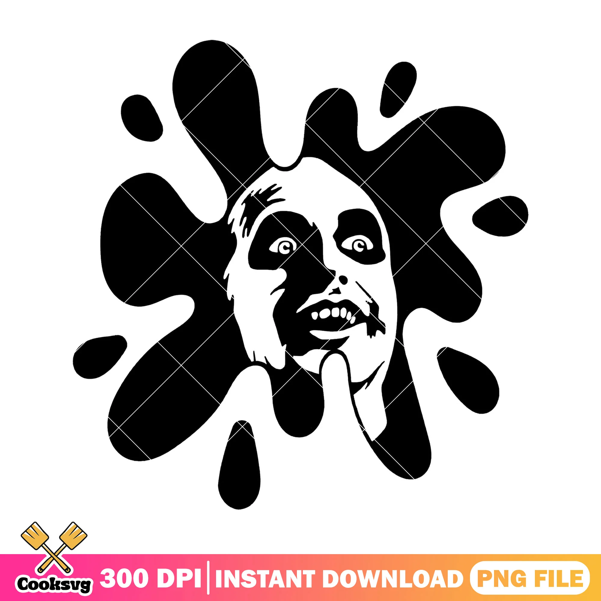 Black ink Beetlejuice horror character face png, scary movies png
