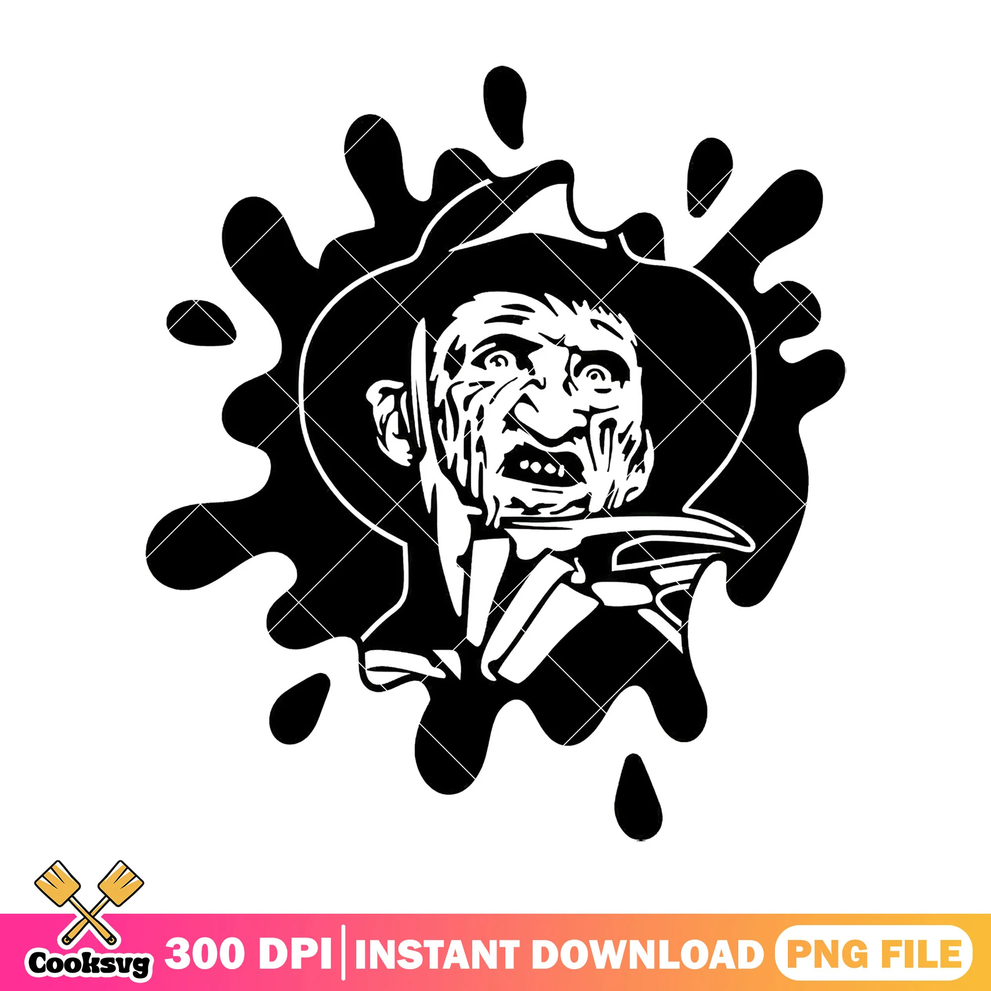 Black ink freddy kueger character drawing png, scream movies png