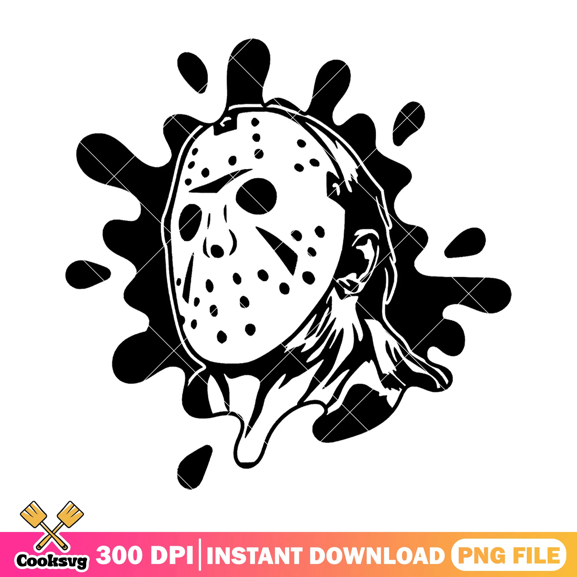 Black ink jason voorhees character design png, scary drawings png