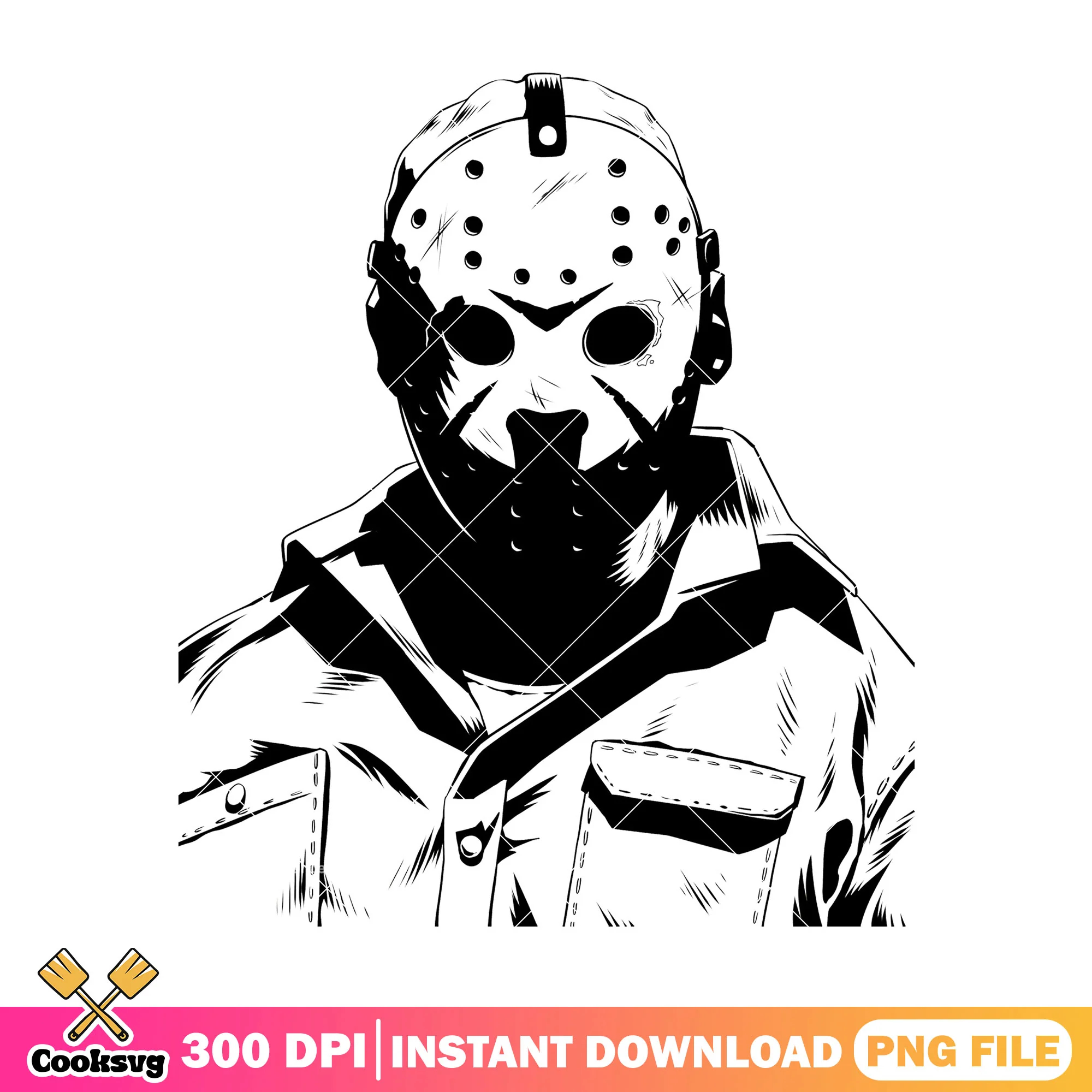 Black jason character drawing design png, scary drawings png