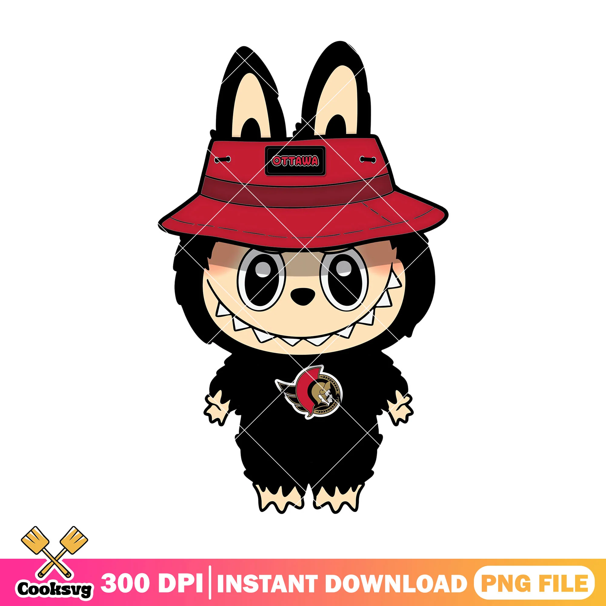 Black labubu monster png, ottawa senators png, labubu art png