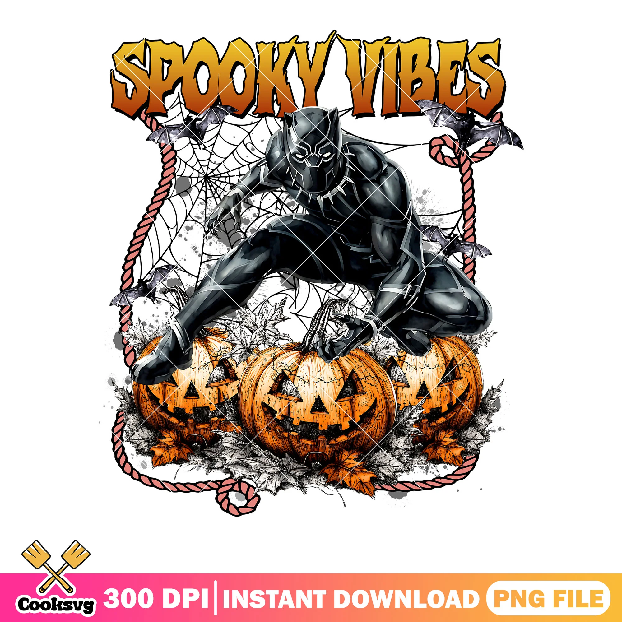 Black panther png, marvel halloween png, spooky vibe png