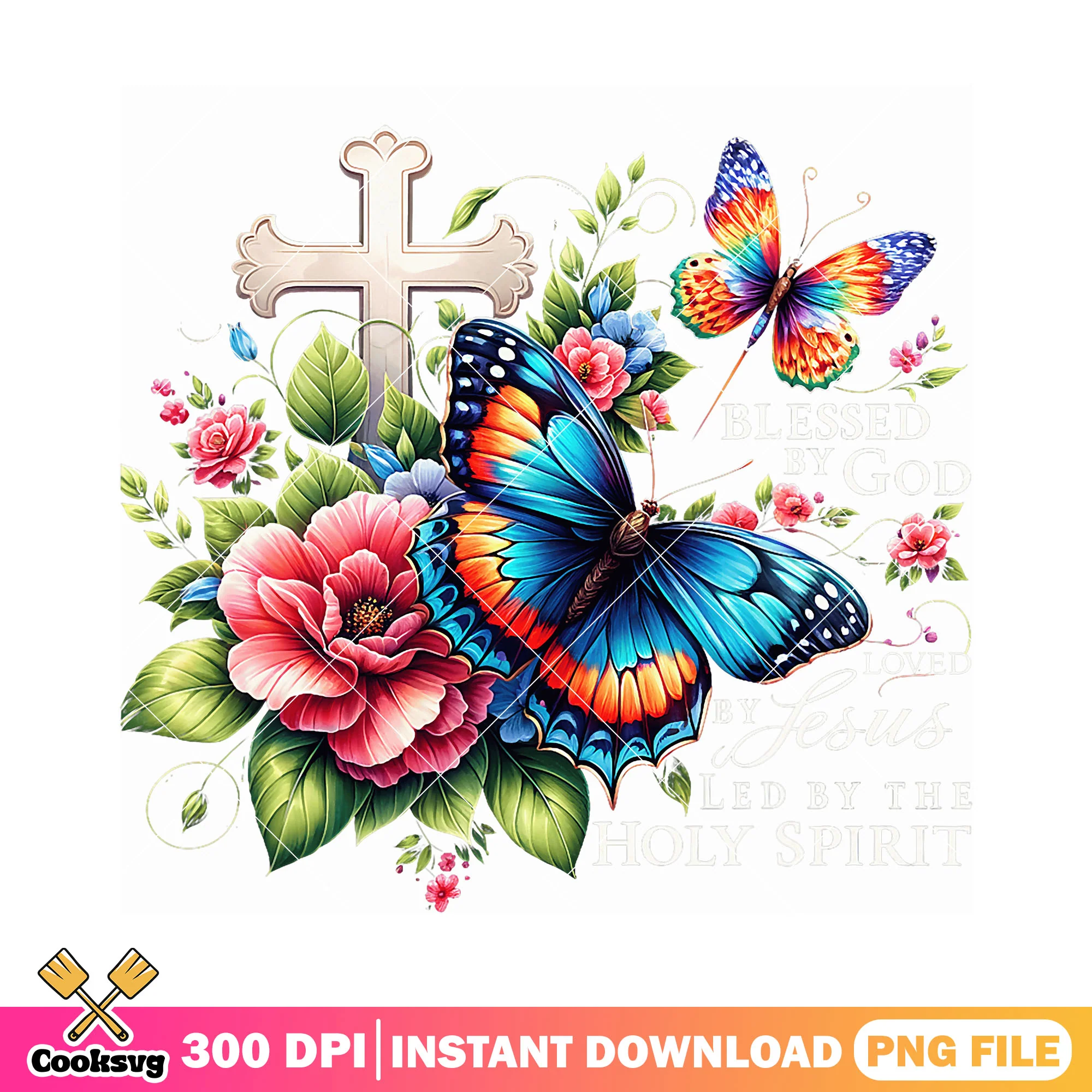 Blessed by god loved by jesus png, jesus and god png, holy spirit png