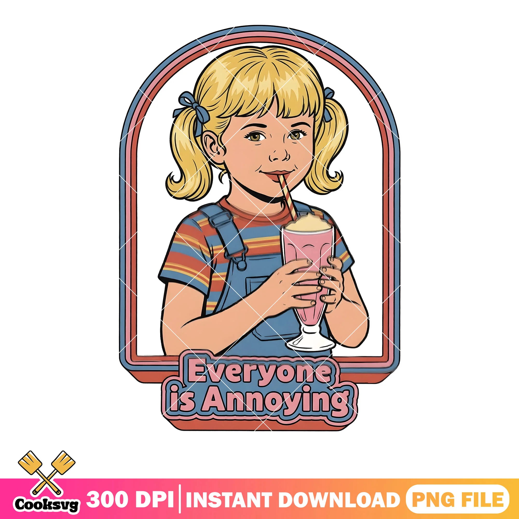 Blond girls children poster png, adult humor png, smoothie png
