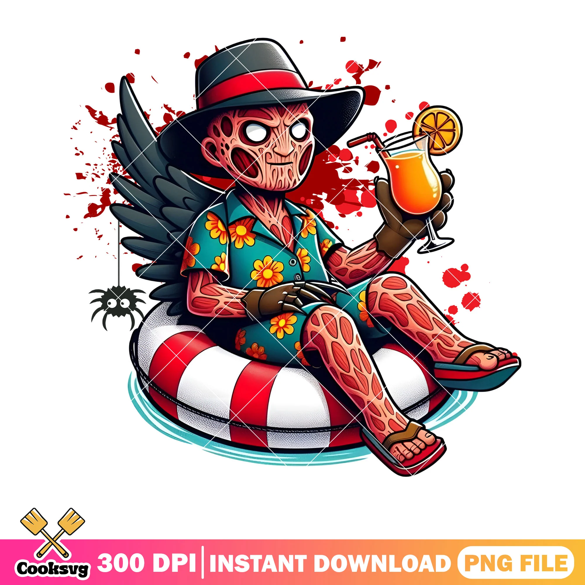 Bloody scary spider png, cute halloween costume png, black wings png