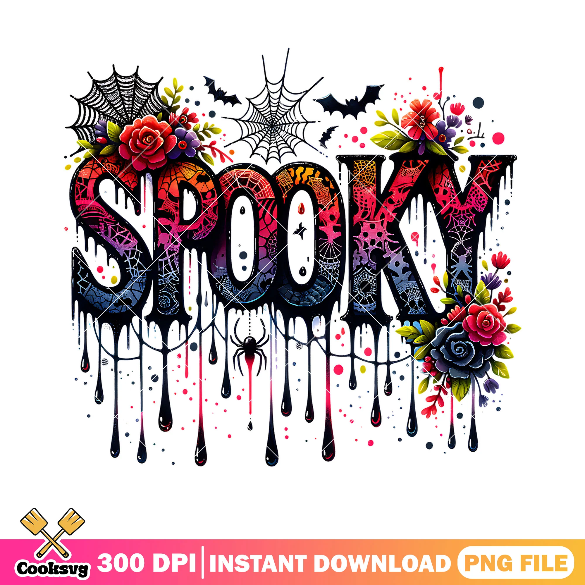 Bloody spooky spider web png, scary bats png, scary halloween png