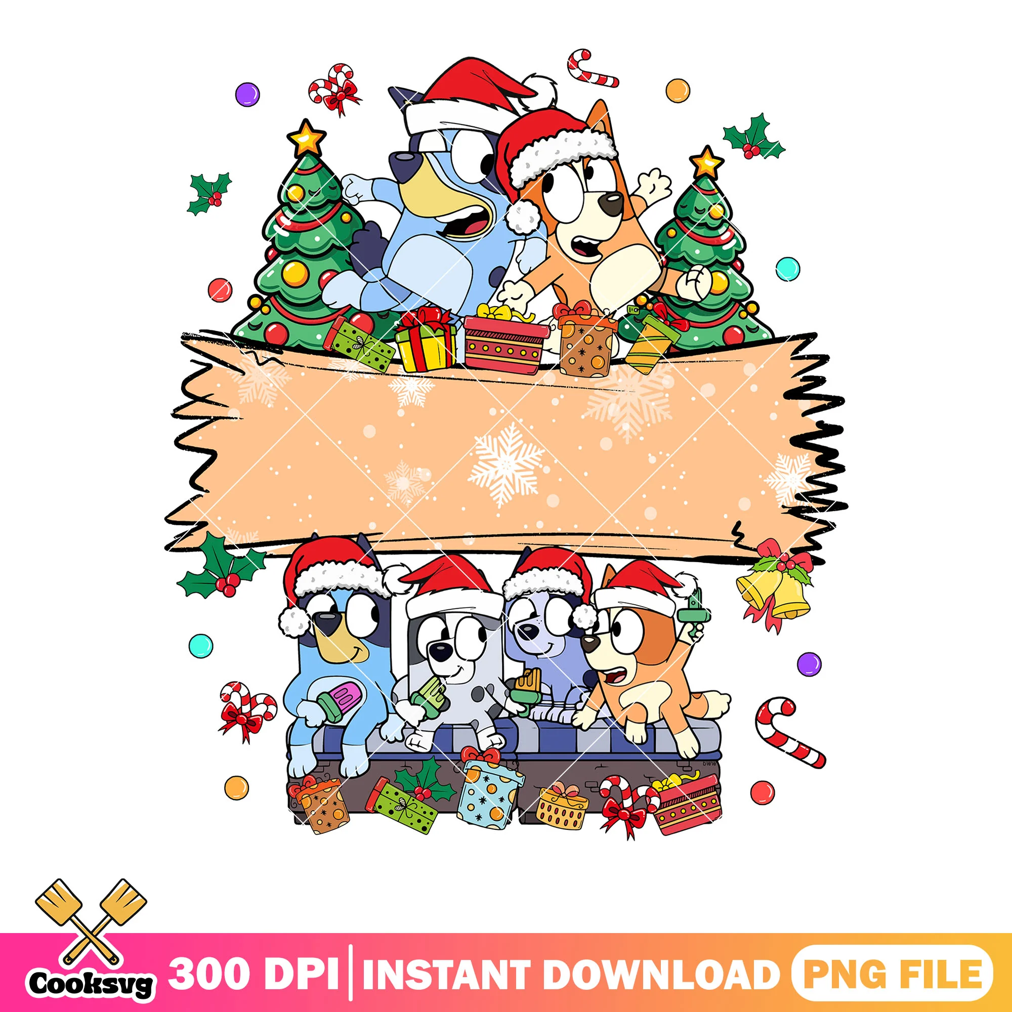 Bluey and bingo christmas png, Bluey movie png, christmas decor png
