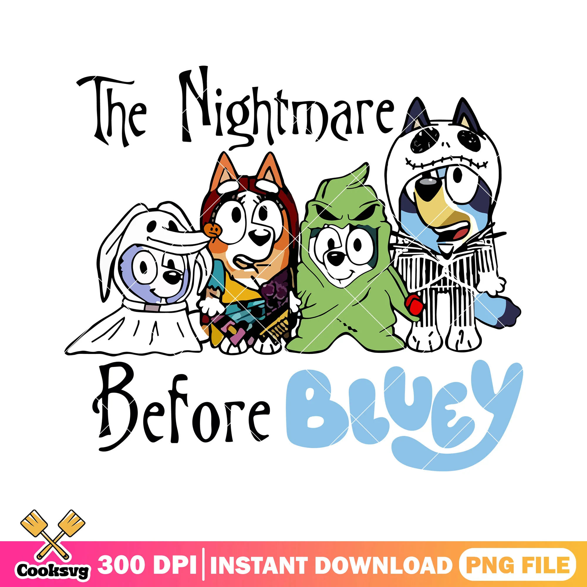 Bluey and friends design png, halloween ideas png, bluey cute png