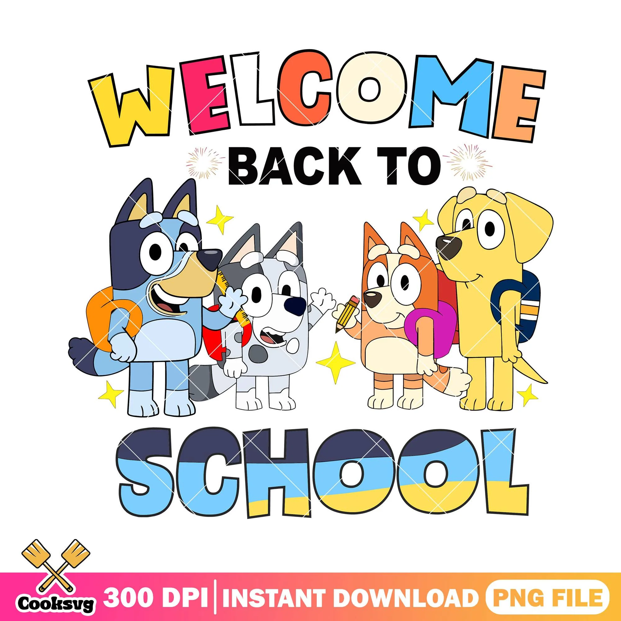 Bluey bingo back to school png, bluey art png, go back to school png
