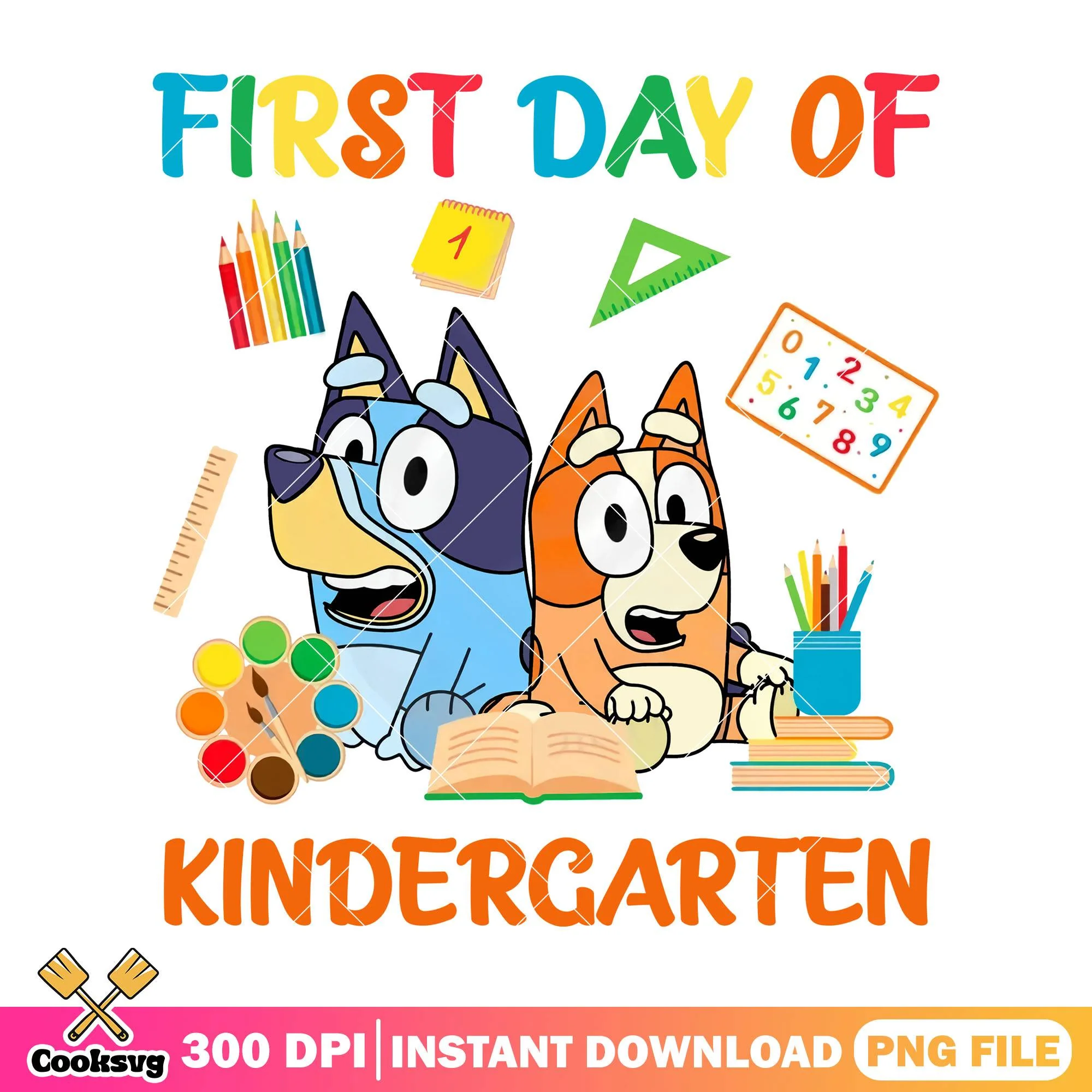 Bluey bingo design png, going back to school png, kindergarten png