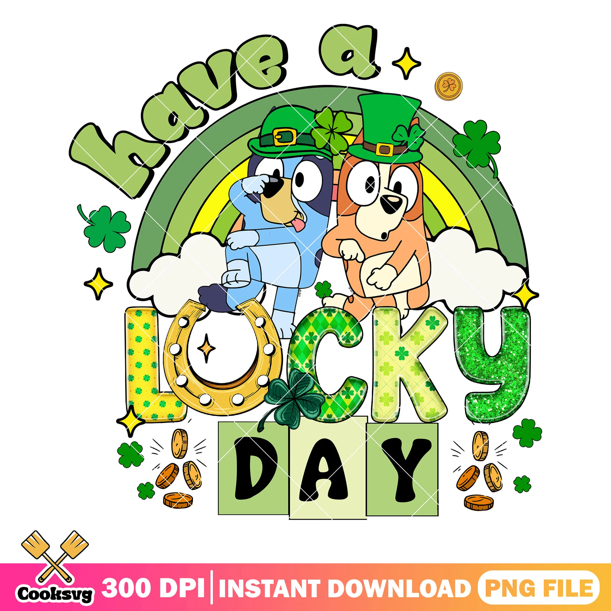 Bluey brother have a patrick day png, st patrick day png