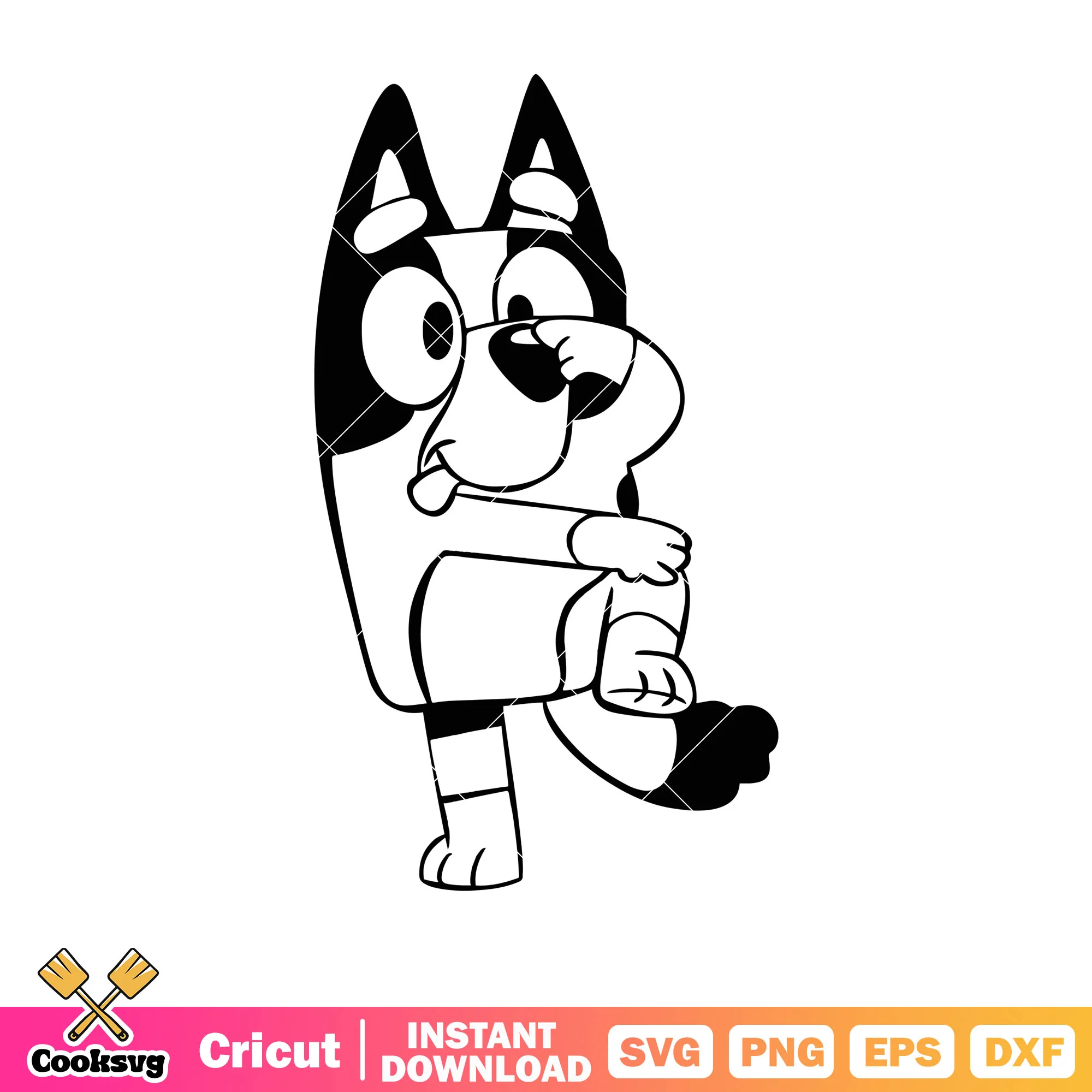 Bluey funny outline svg, character bluey svg, bluey dog svg, bluey svg