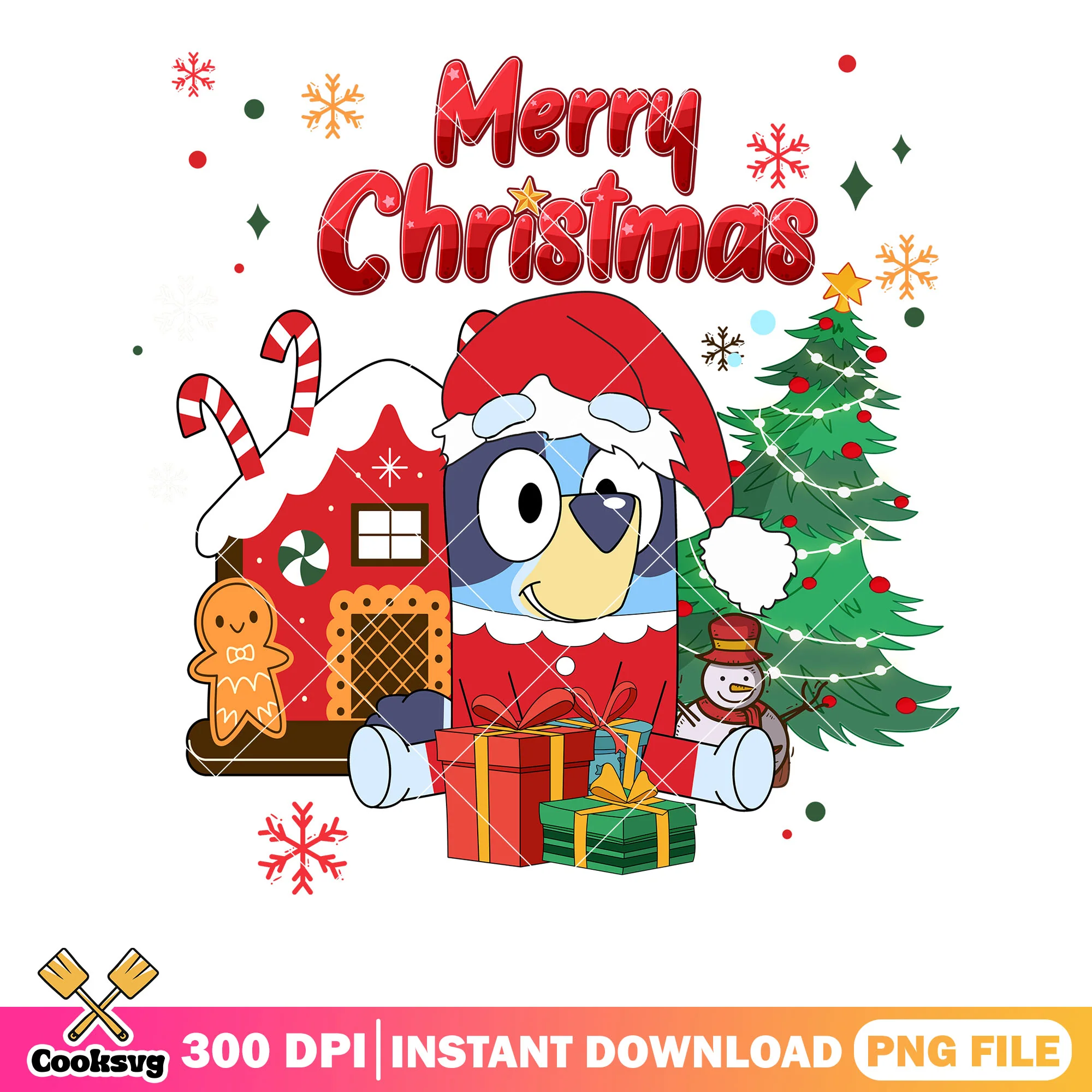 Bluey happy christmas png, bluey heeler png, christmas tree png
