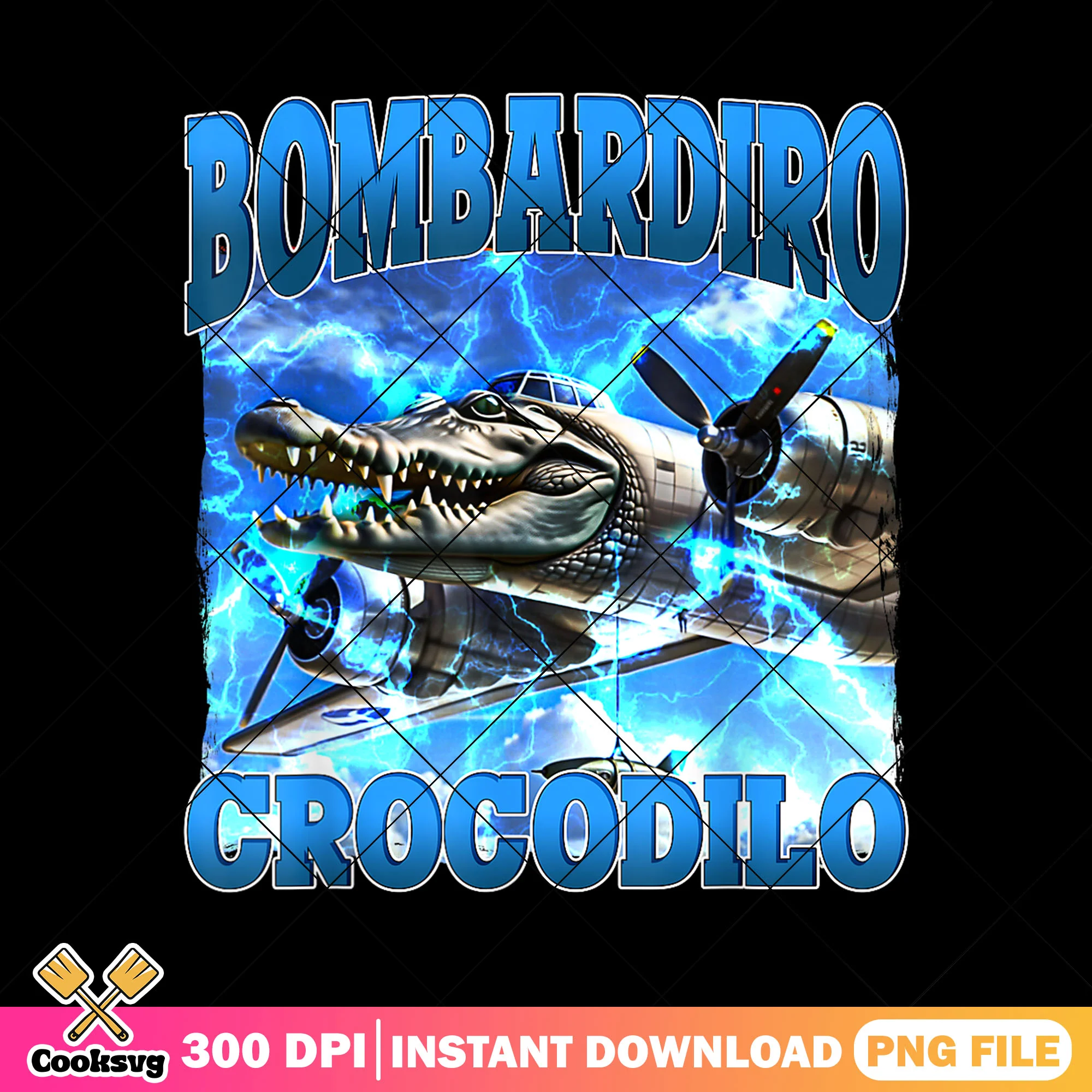 Bombardiro crocodilo blue design png, meme italy png, tiktok meme png