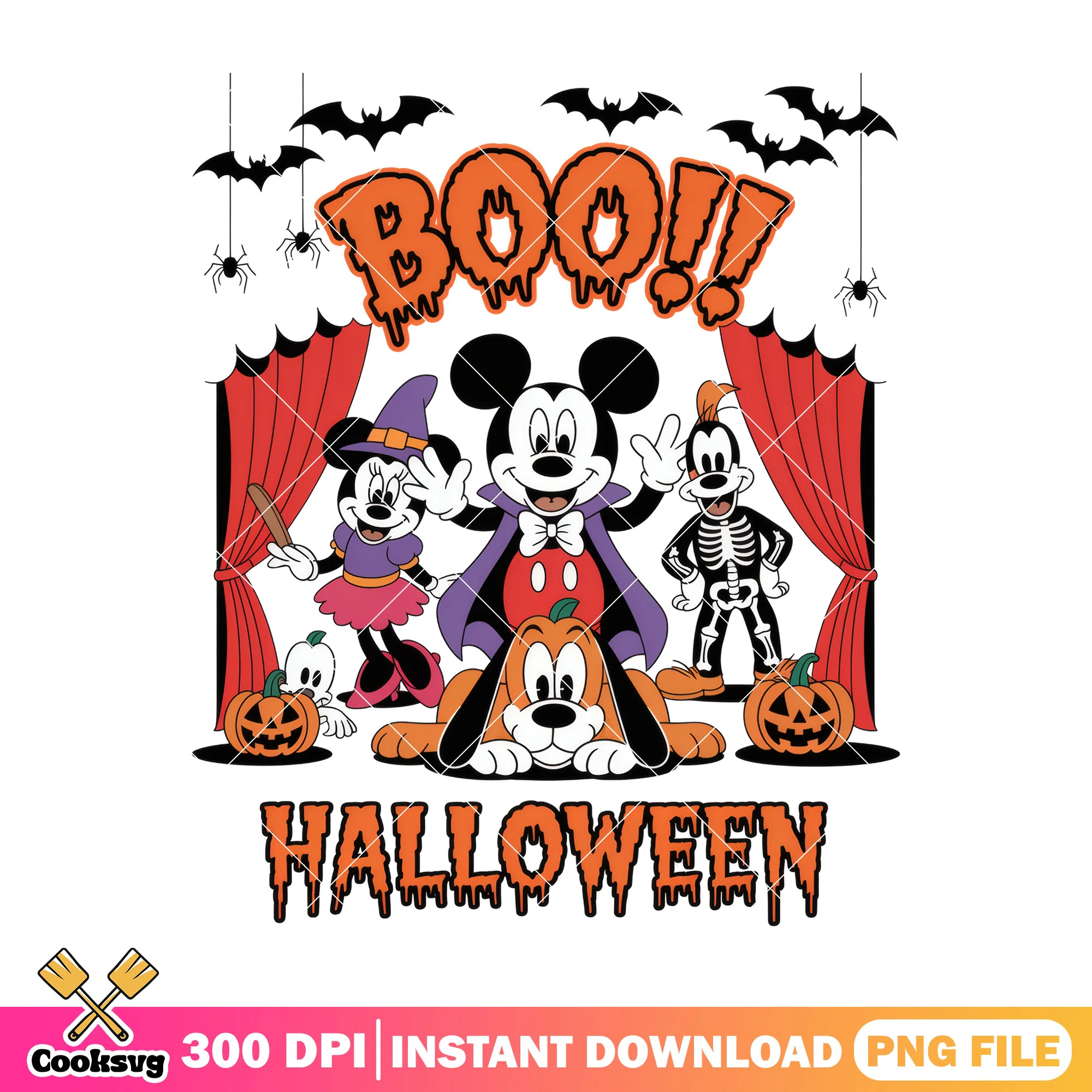 Boo halloween mickey mouse png, halloween jokes png, disney plus png
