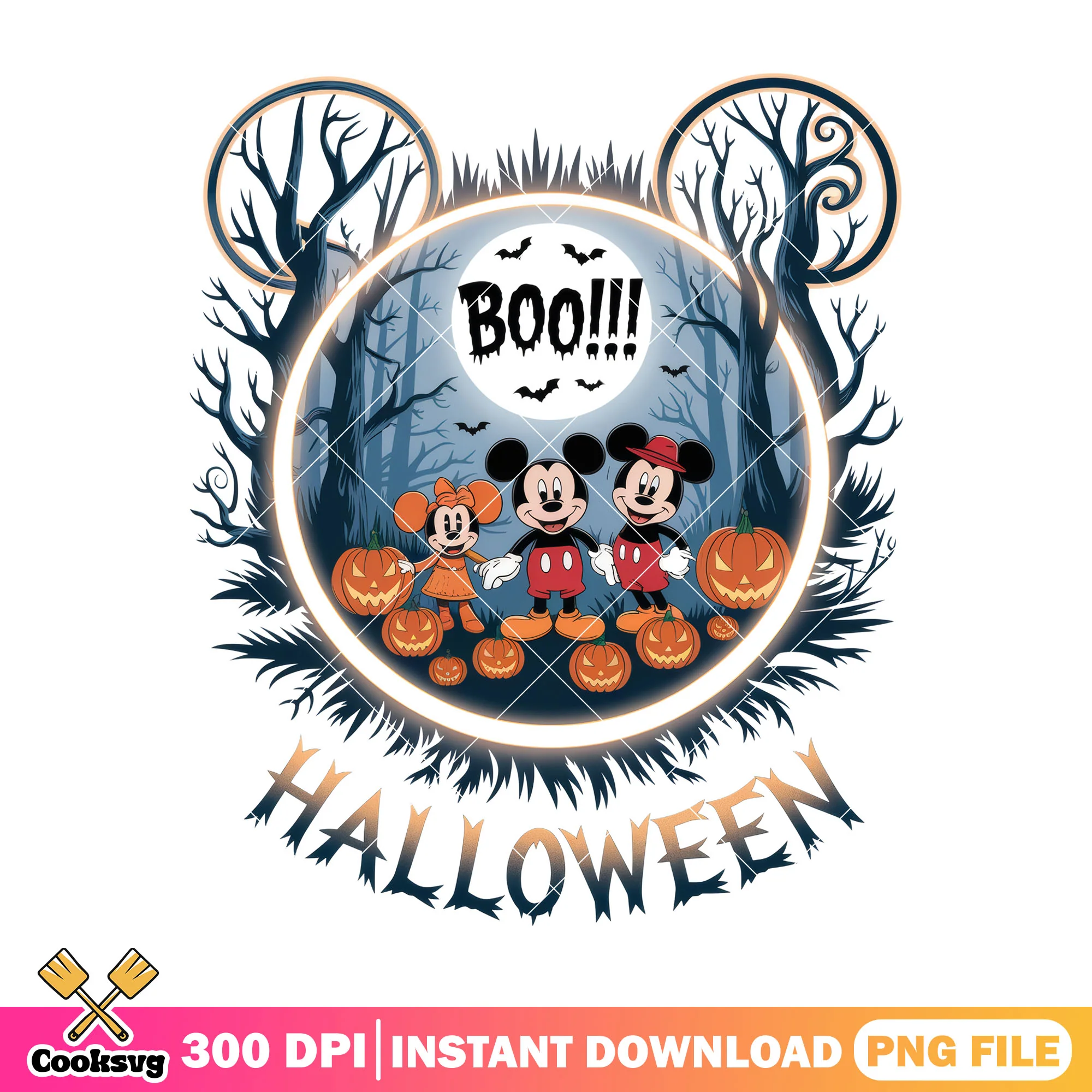Boo mickey halloween forest png, halloween spirit png, mickey mouse png