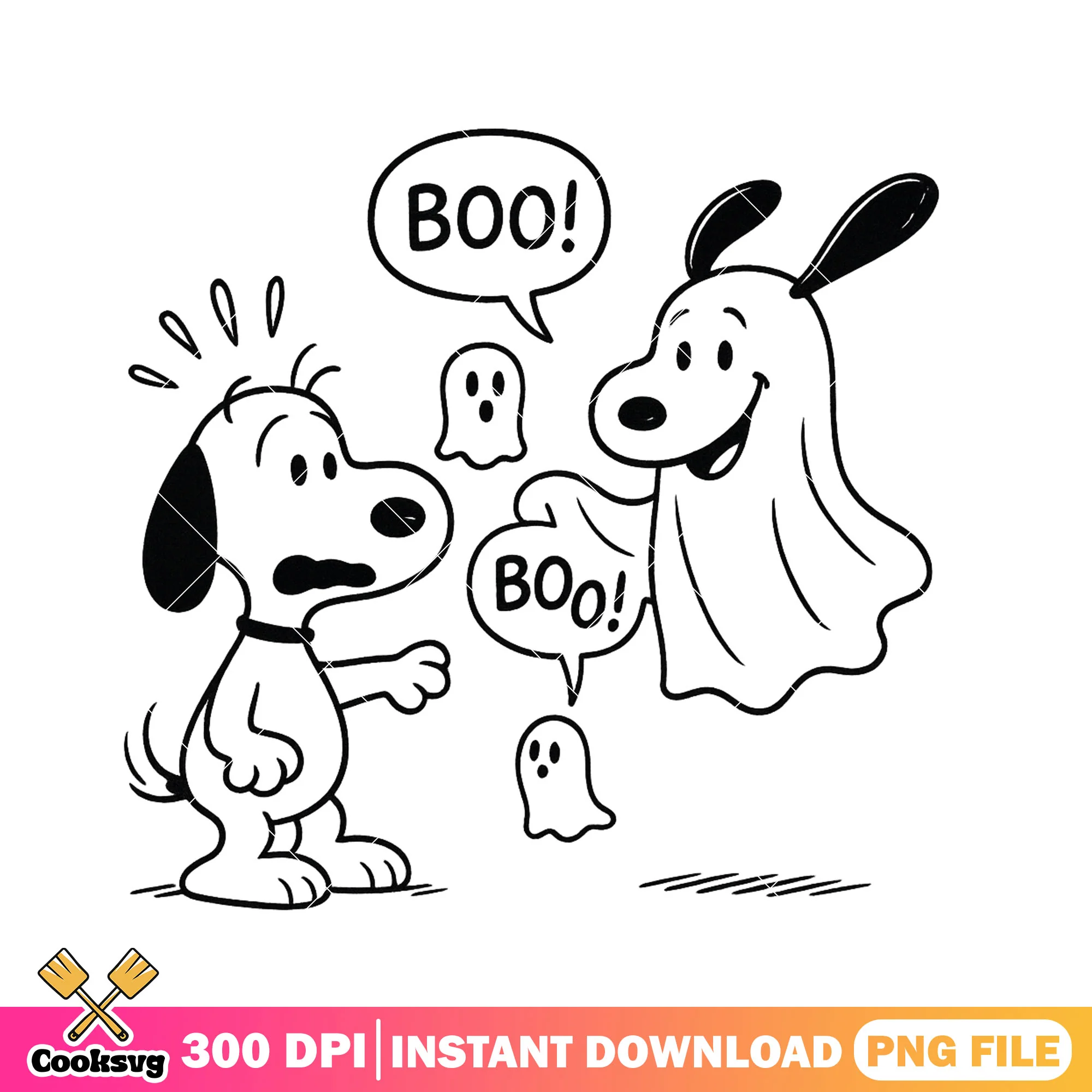 Boo snoopy outline png, snoopy halloween png, halloween ghost png