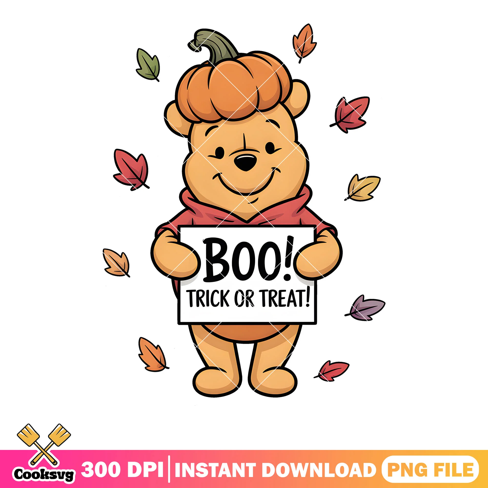 Boo trick or treat png, winnie the pooh png, happy halloween png