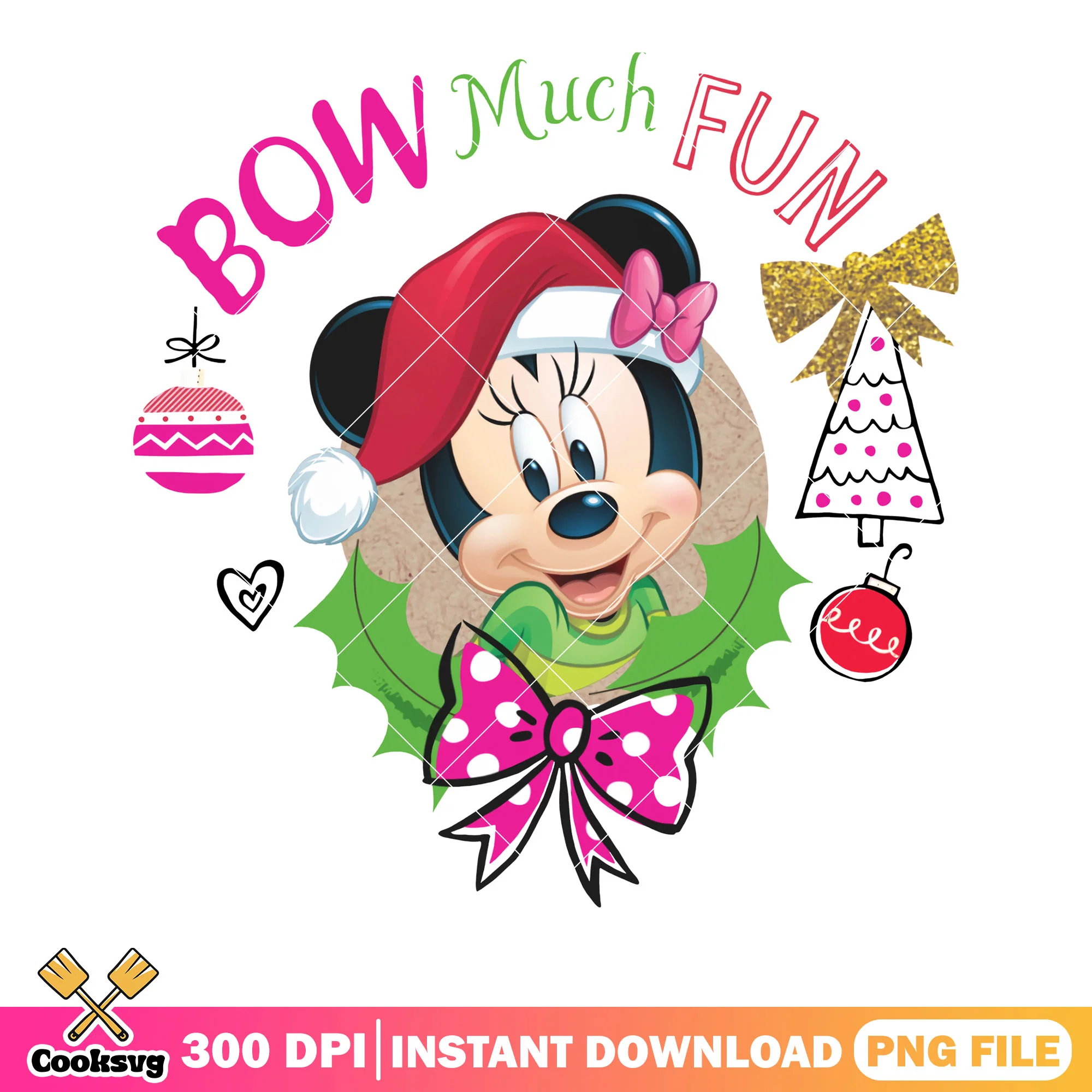 Bow much fun png, minnie mouse png, disney christmas png