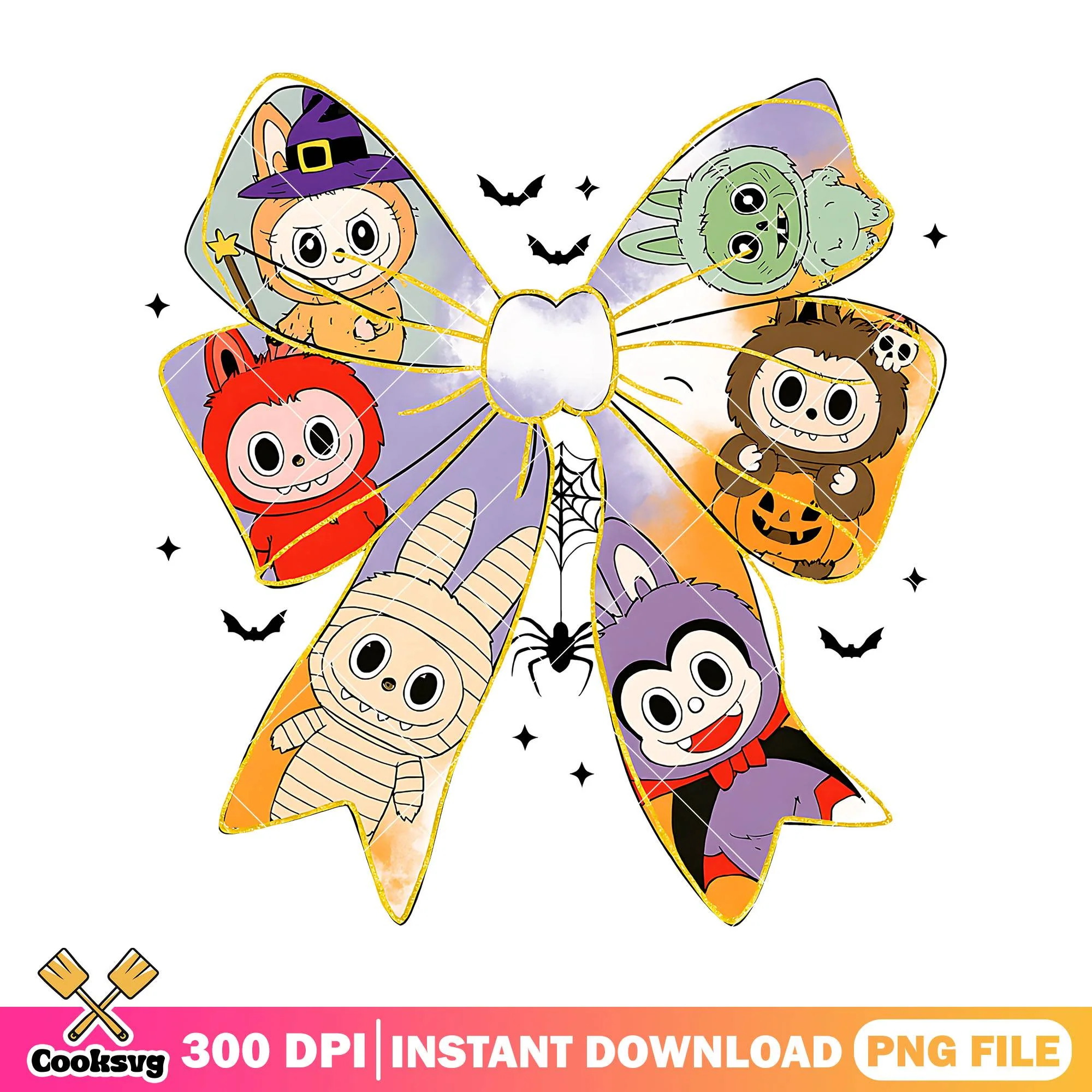 Bow of labubu design png, labubu art png, halloween happy png