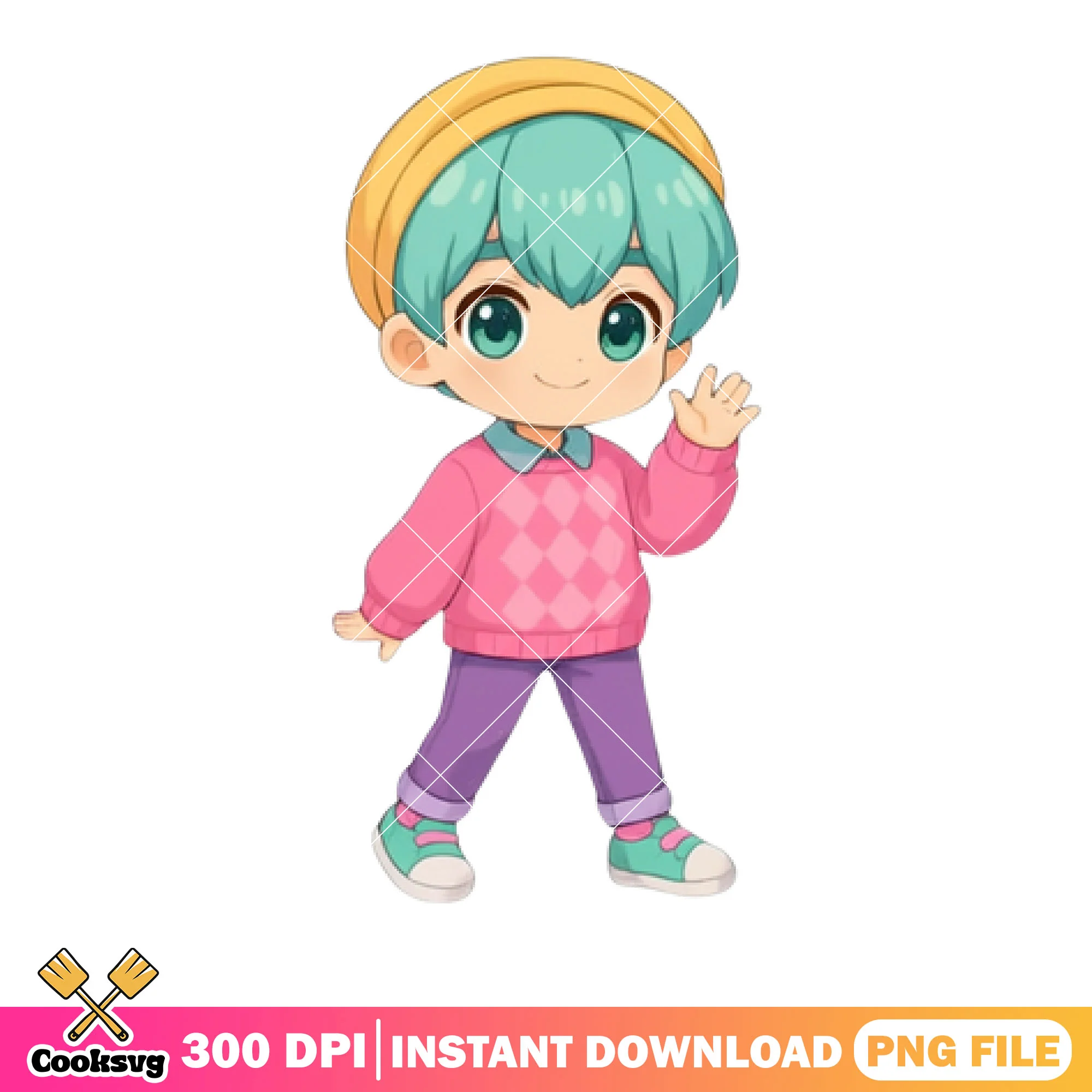 Boys kpop chibi poster png, cute boy kpop png, poster boy chibi png