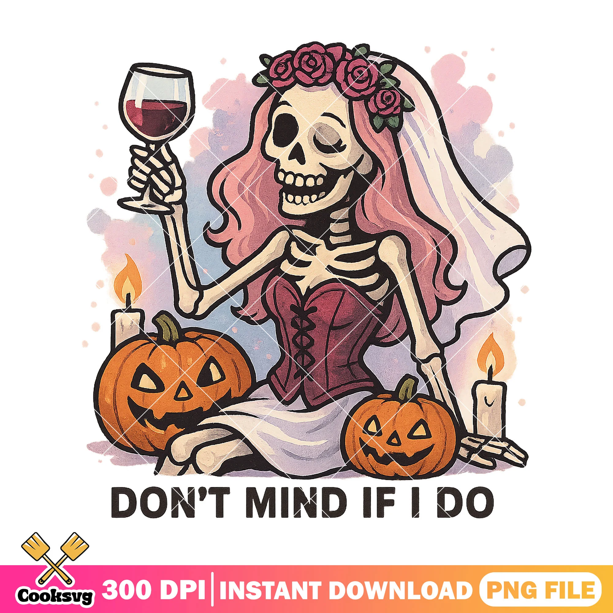 Bride celebrates with pumpkins png, horror bride png, halloween fun png