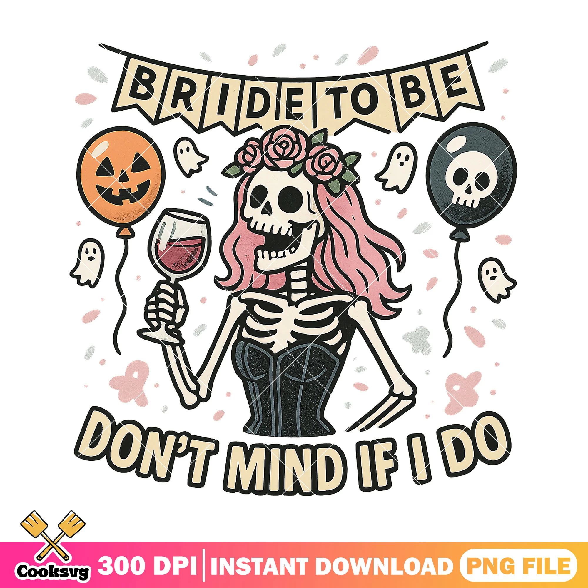Bride to be design png, horror bride png, skeleton bride png