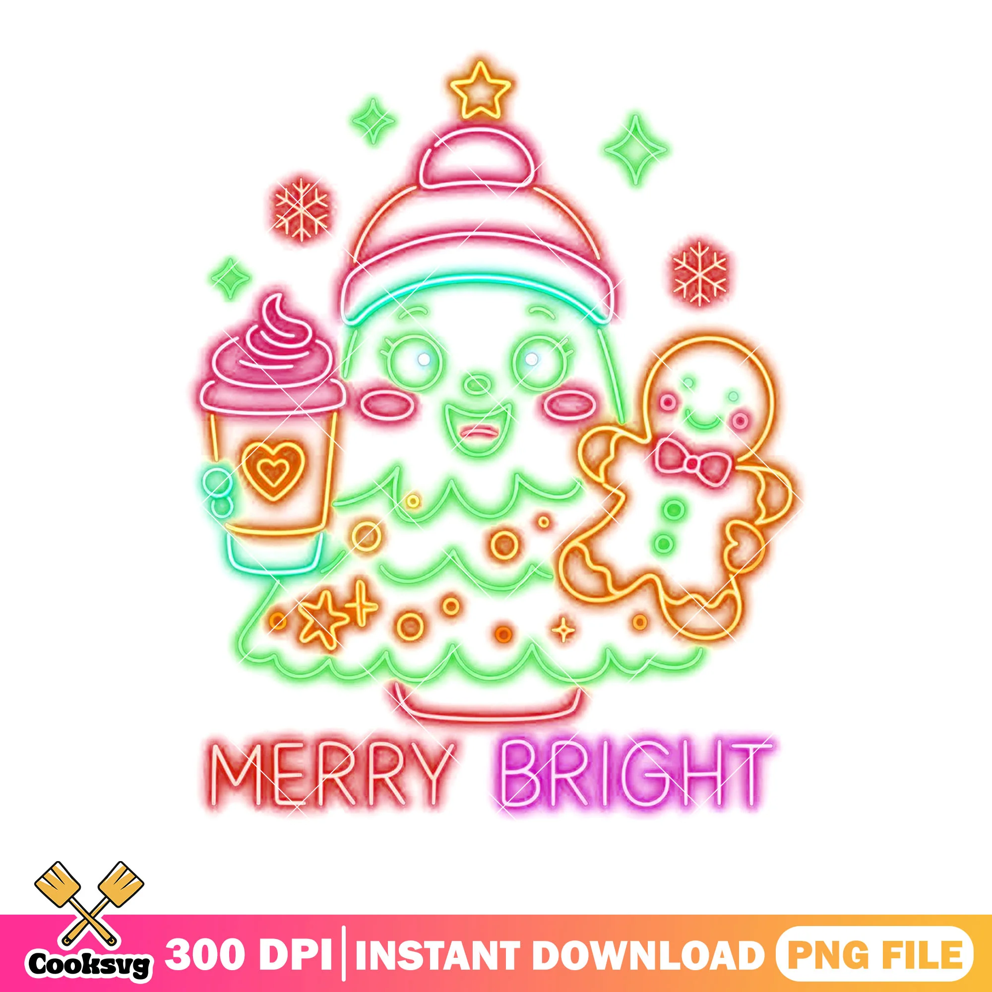 Bright merry spirit xmas png, christmas spirit png, christmas coffee png