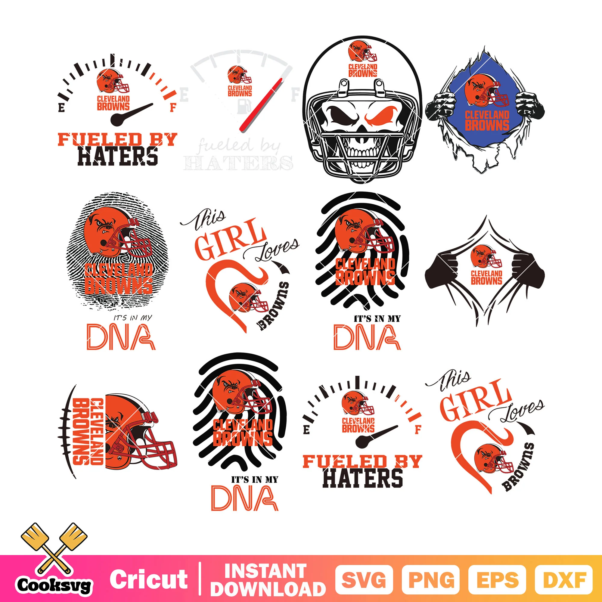 Browns cleveland in my heart bundle svg, fingerprint bundle svg
