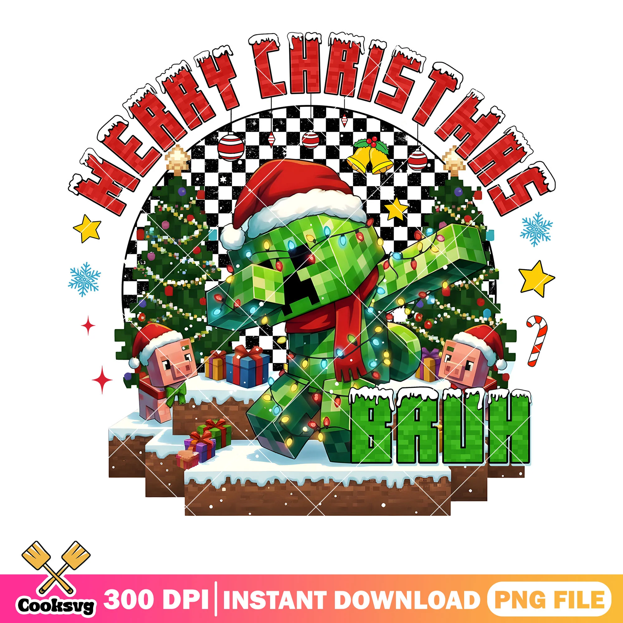 Bruh merry christmas creeper png, christmas tree png, mojang studios png