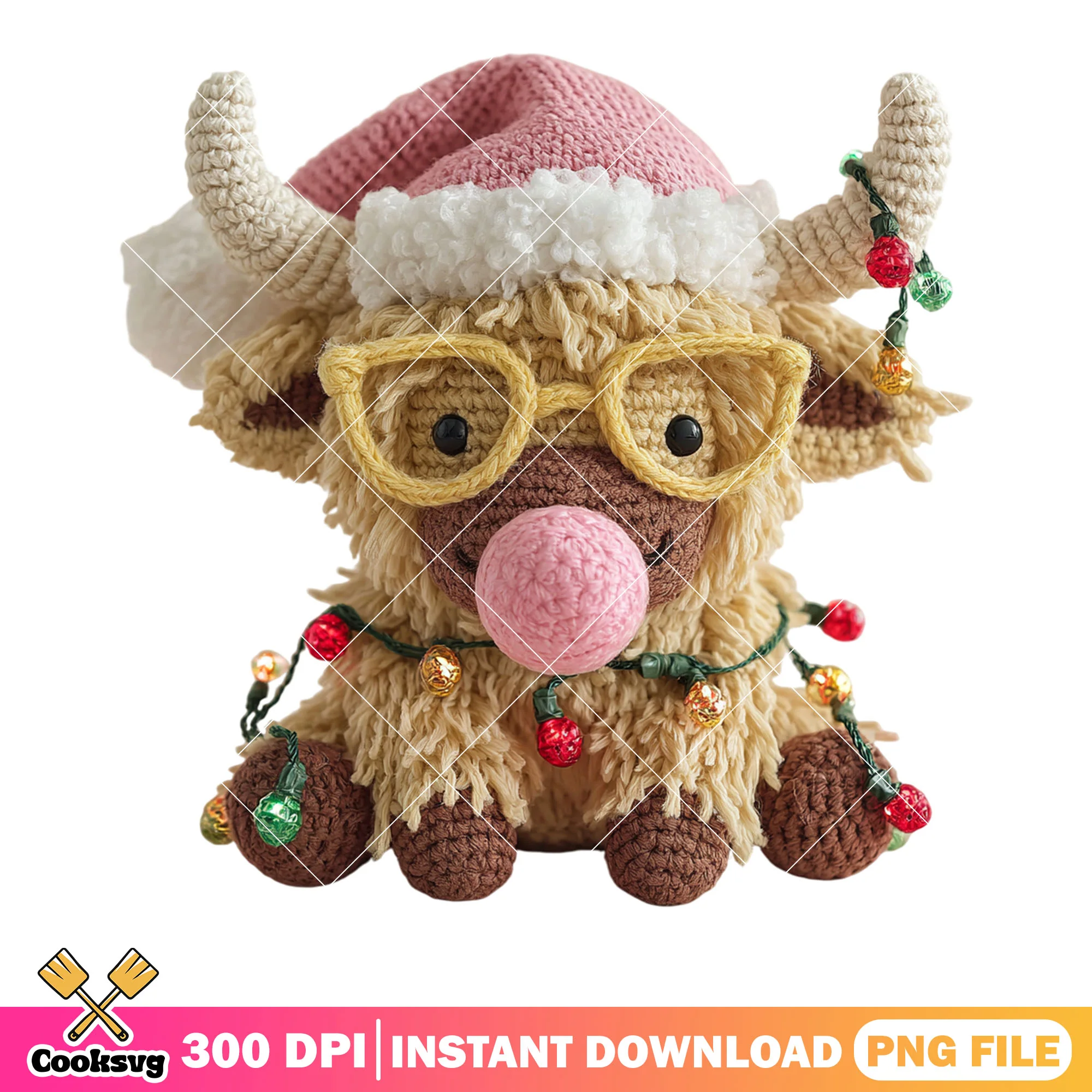 Buffalo in christmas night png, christmas png, teddy bear png